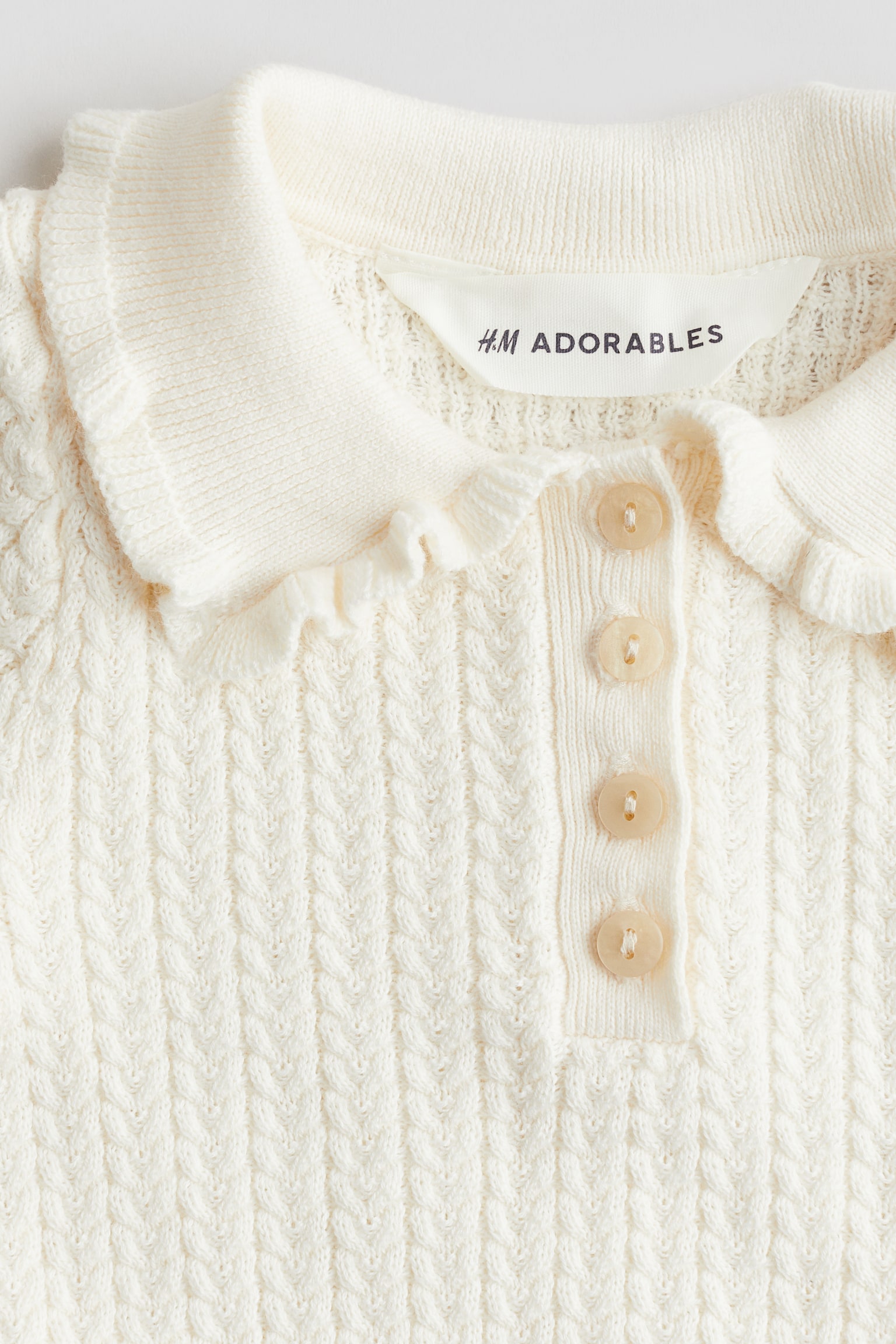Детский топ H&M Cable-Knit Cotton Top, цвет: Кремовый — фото 2