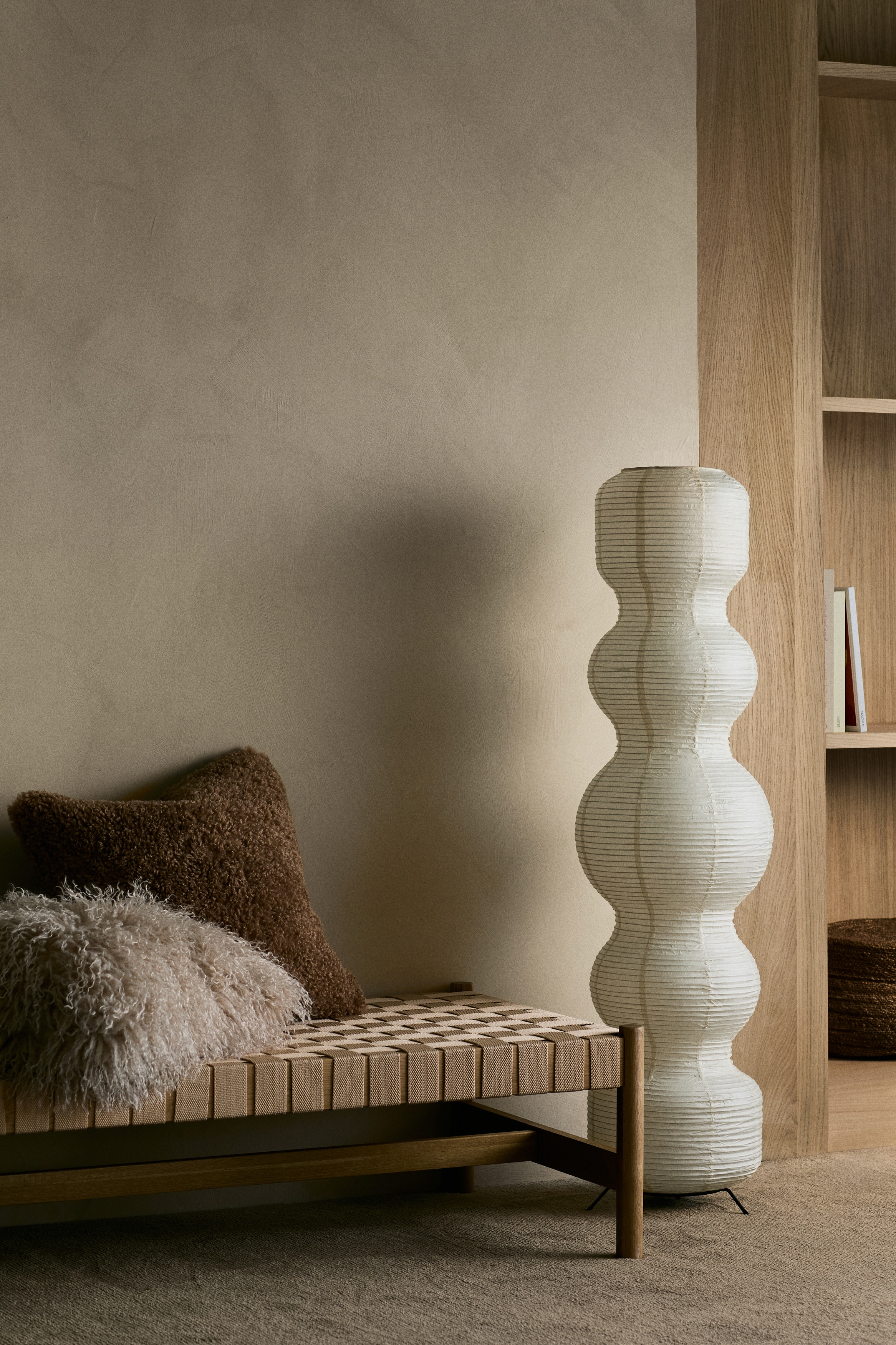 Lampe de sol en papier de riz - Beige