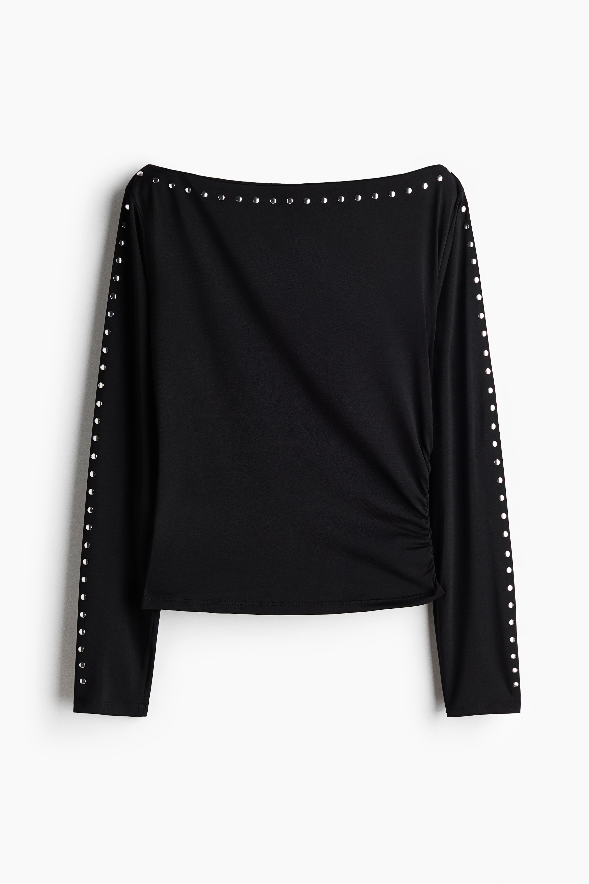 Studded boat-neck top - Black