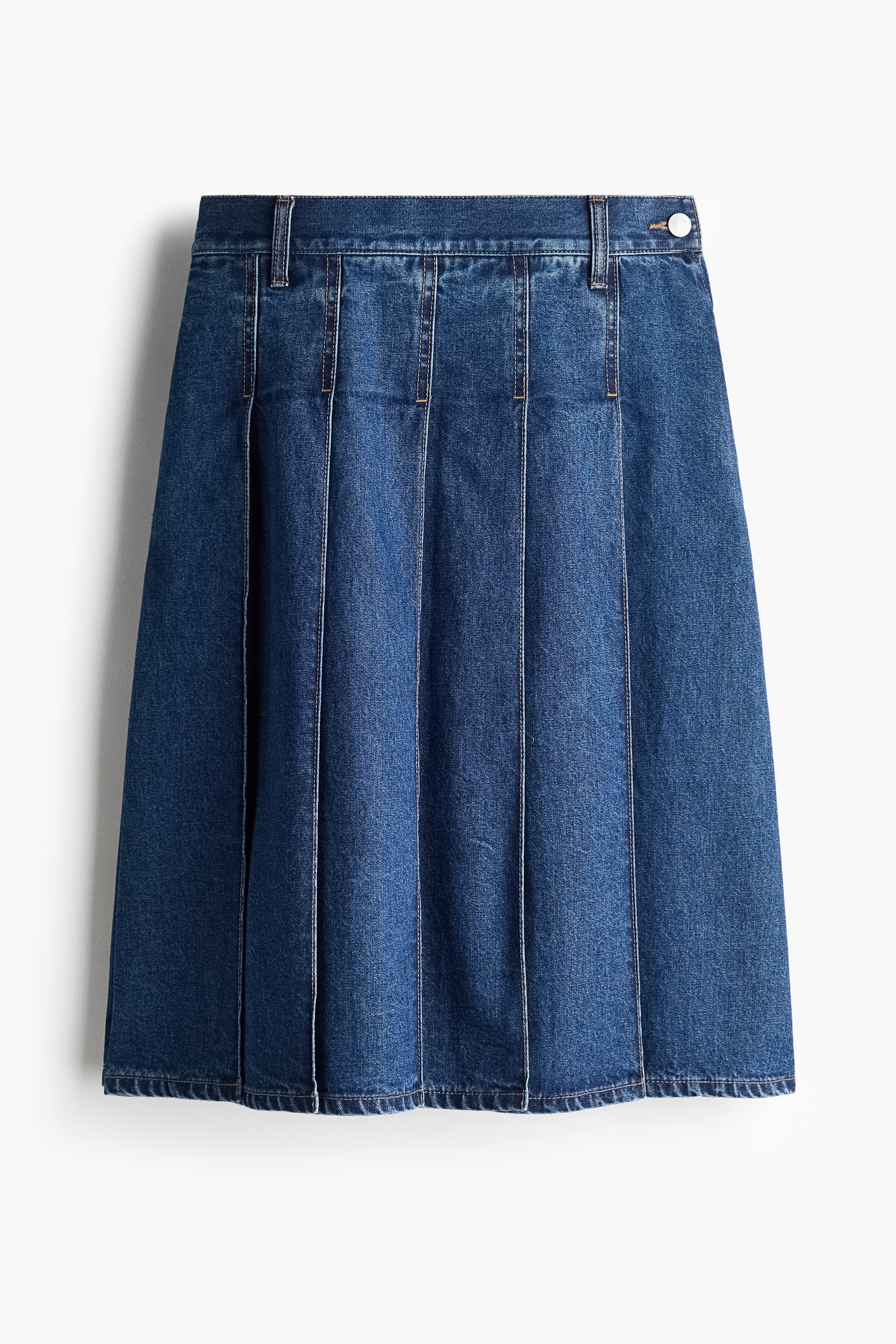 デニムプリーツスカート - ダークデニムブルー/デニムブルー