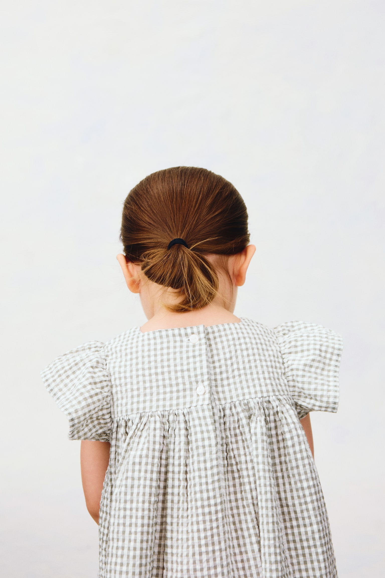 Vestido corte imperio en algodón - Verde caqui claro/Frambuesas - 3