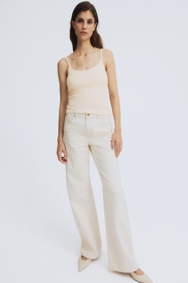 MAMA Pointelle Nursing Strappy Top-Pale yellow - 3