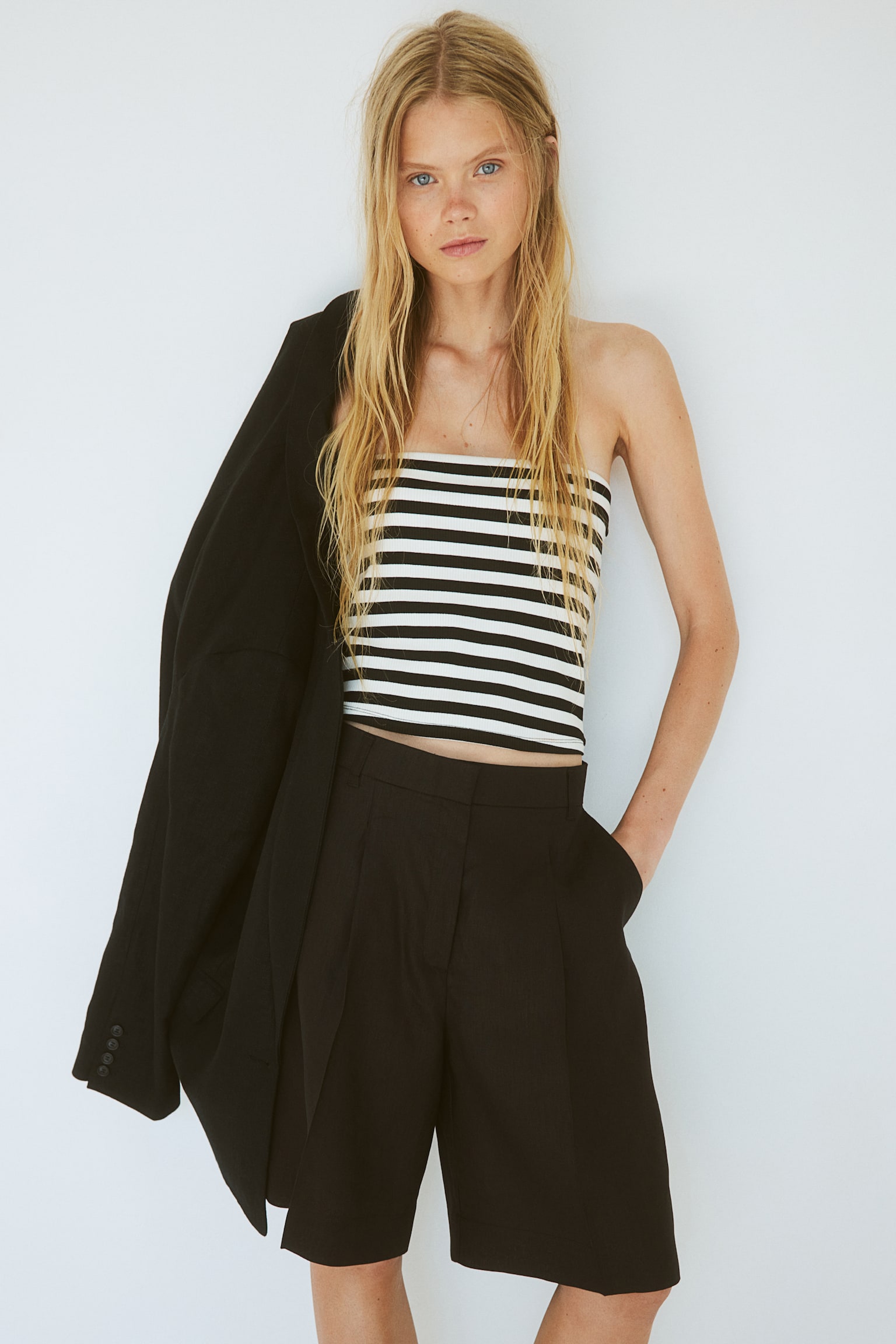 Tube top - Black/White striped/White - 4