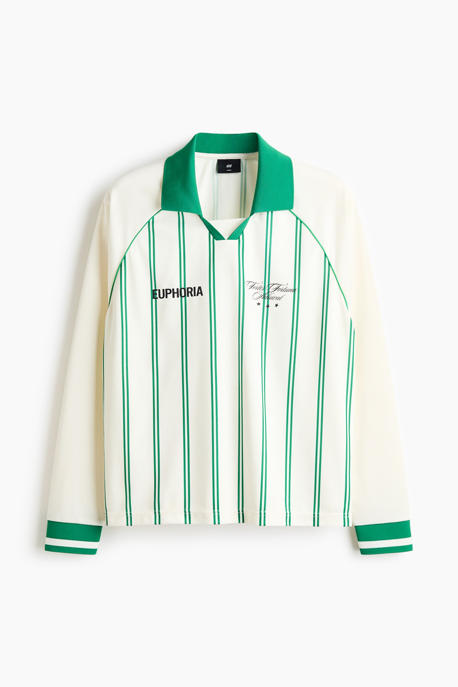 Сорочка поло Loose Fit з принтом - Білий/смужки - 1