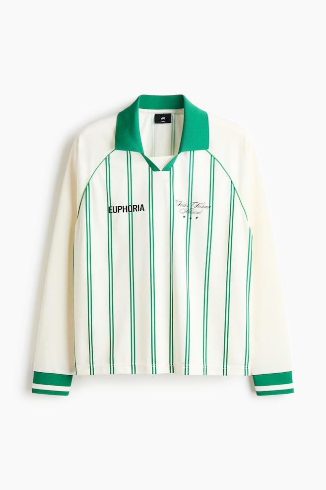 Loose Fit Printed polo shirt - White/Striped - 1