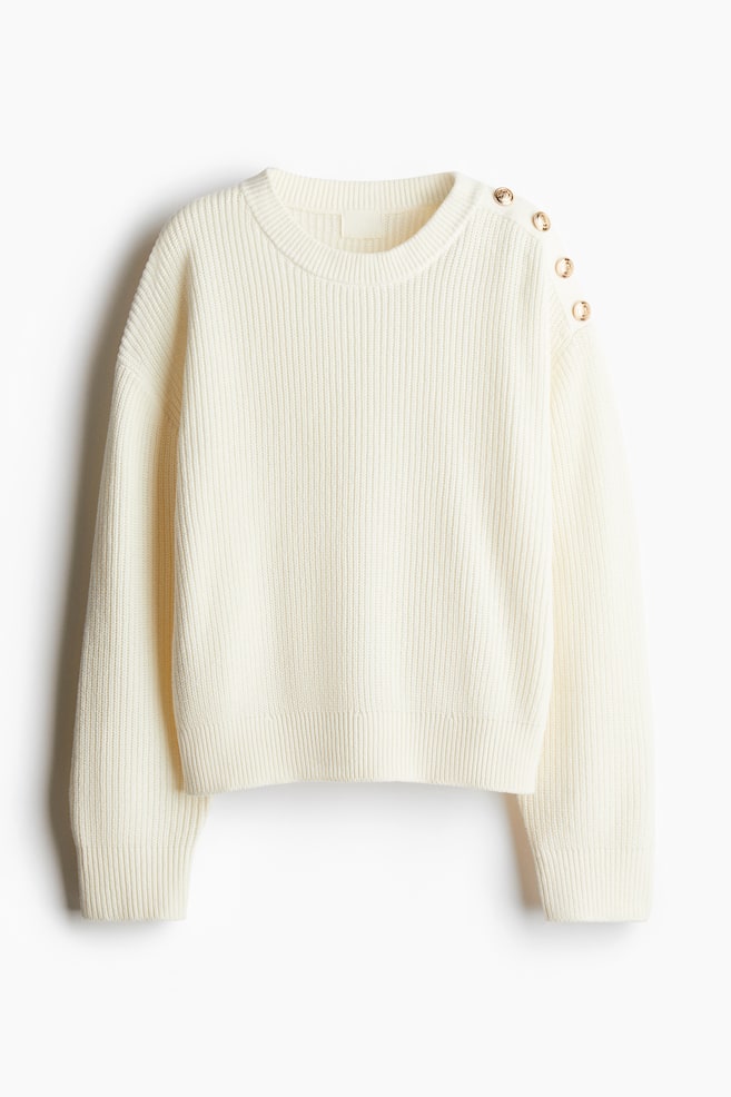 Button-detail jumper - Cream/Black/Black/Striped - 1