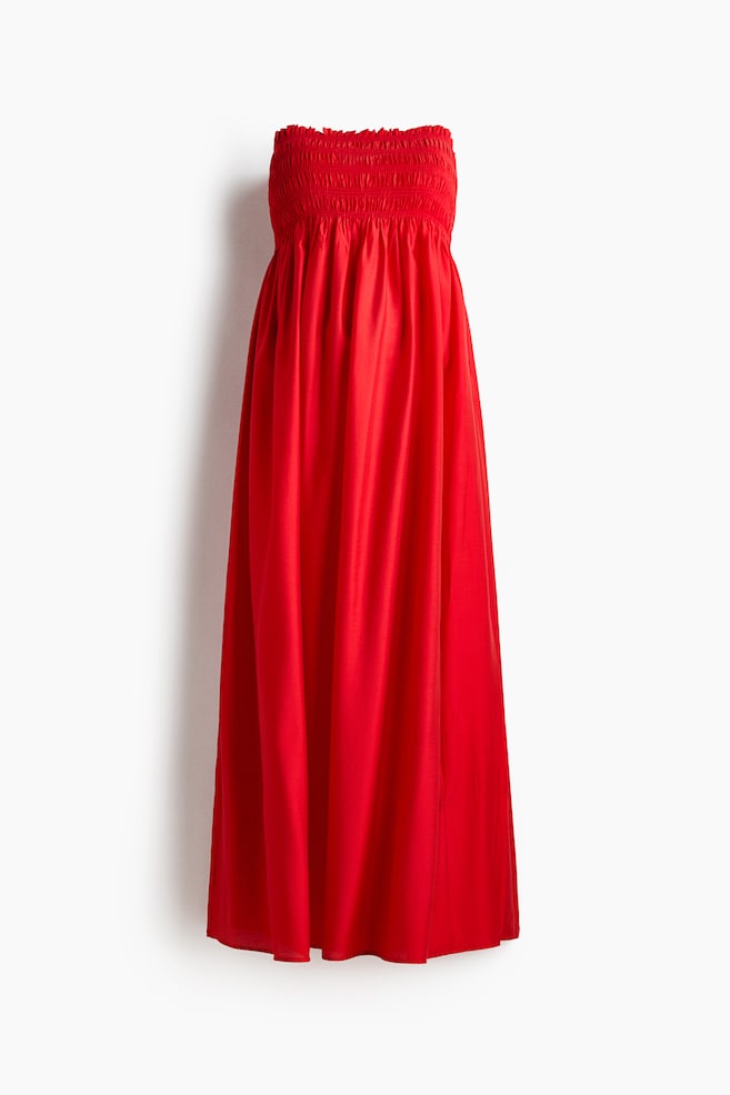 MAMA Smocked Bandeau Dress - Red/Black - 1