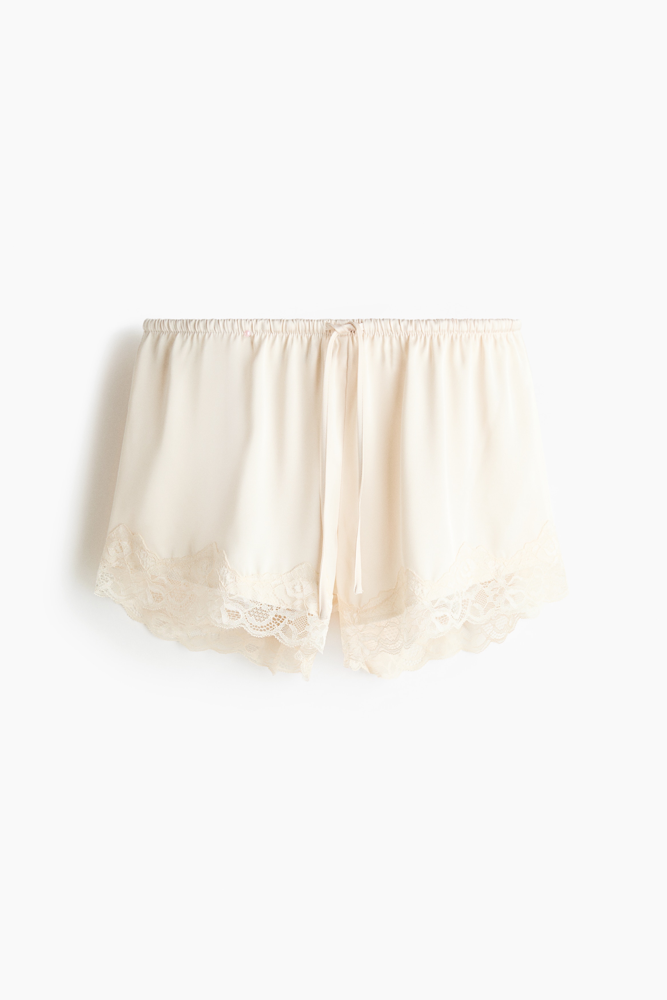 Satijnen short met kant