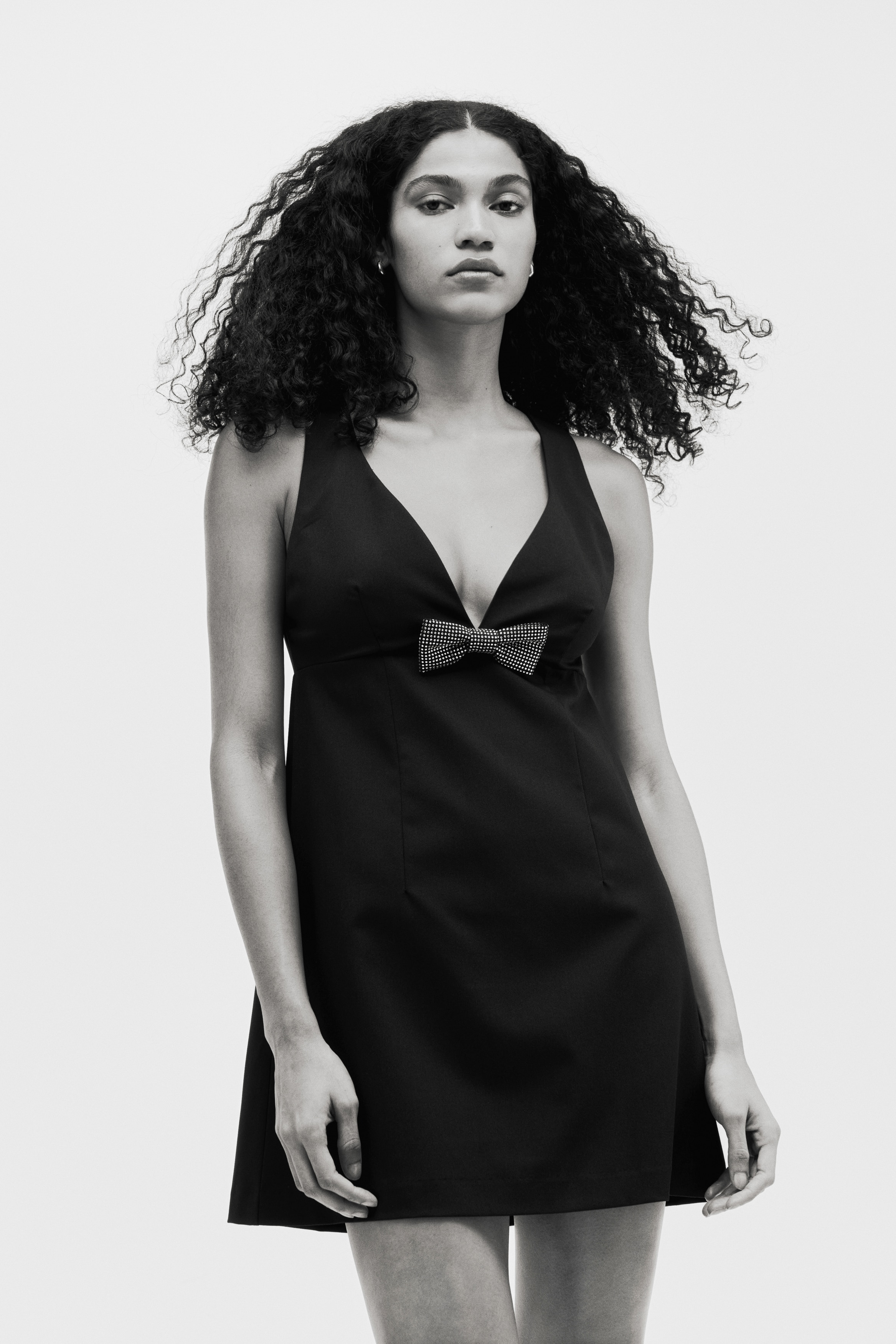 h&m black dress with bow Women's Black Bow-Detail Dress