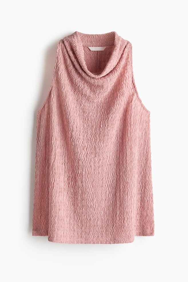 Crinkled cowl-neck top - Dusty pink/Black/Dark beige - 1