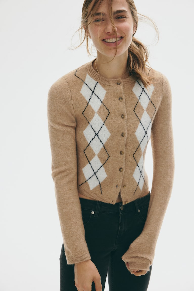 Jacquard-knit cardigan