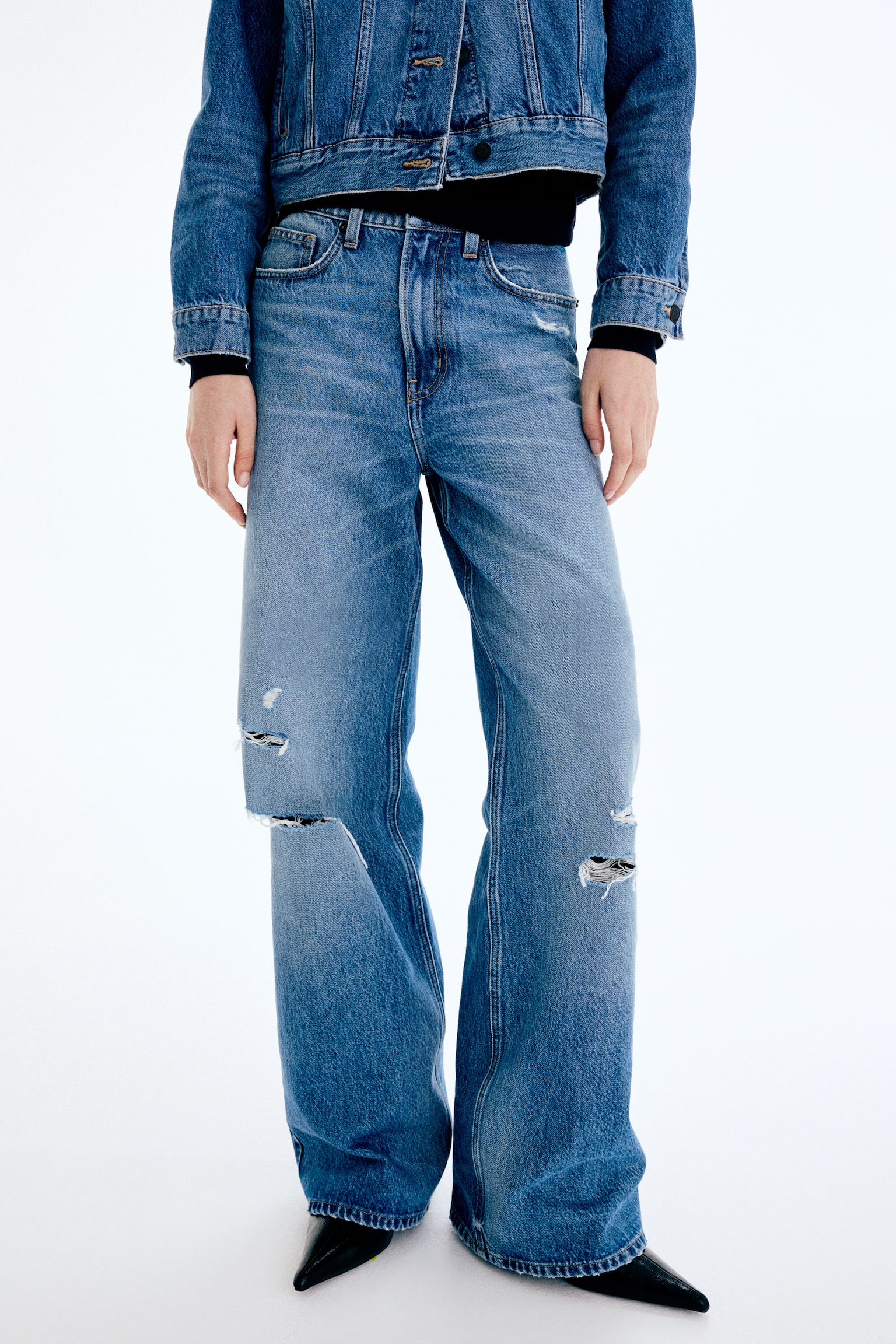 Wide High Waist Jeans - Bleu denim/Noir délavé/Gris denim/Bleu denim/Bleu denim foncé/Bleu denim marine/Blanc/Bleu denim foncé/Bleu denim foncé/Gris foncé/Bleu denim clair/Noir/Bleu denim/Blanc/Bleu denim clair - 4