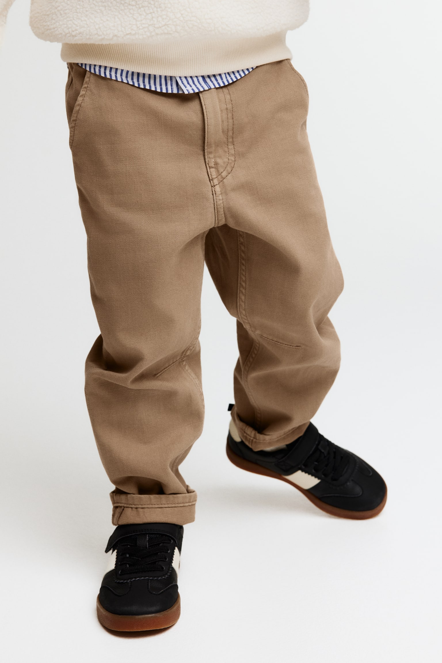 Pantalón en sarga lavada de algodón - Beige/Gris - 5