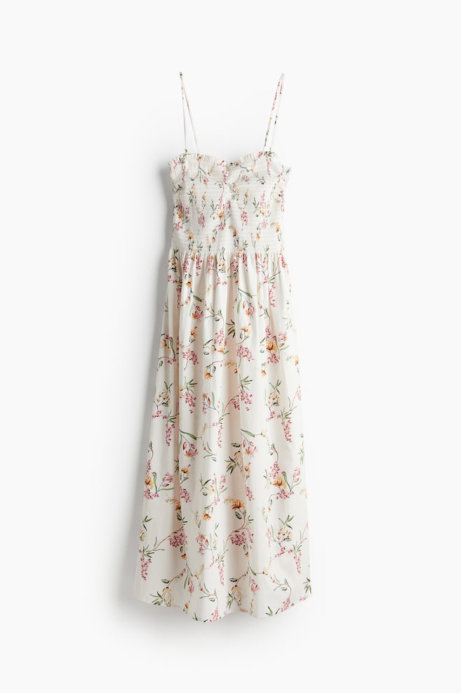 Robe avec corsage smocké - Crème/fleuri/Crème/noir/fleuri/Rose clair/motif/Bleu foncé/motif cachemire/Blanc/fleuri - 1