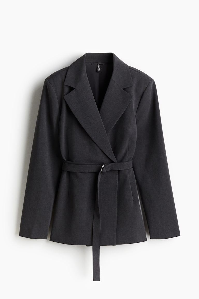 Blazer avec ceinture - Gris foncé - FEMME | H&M FR