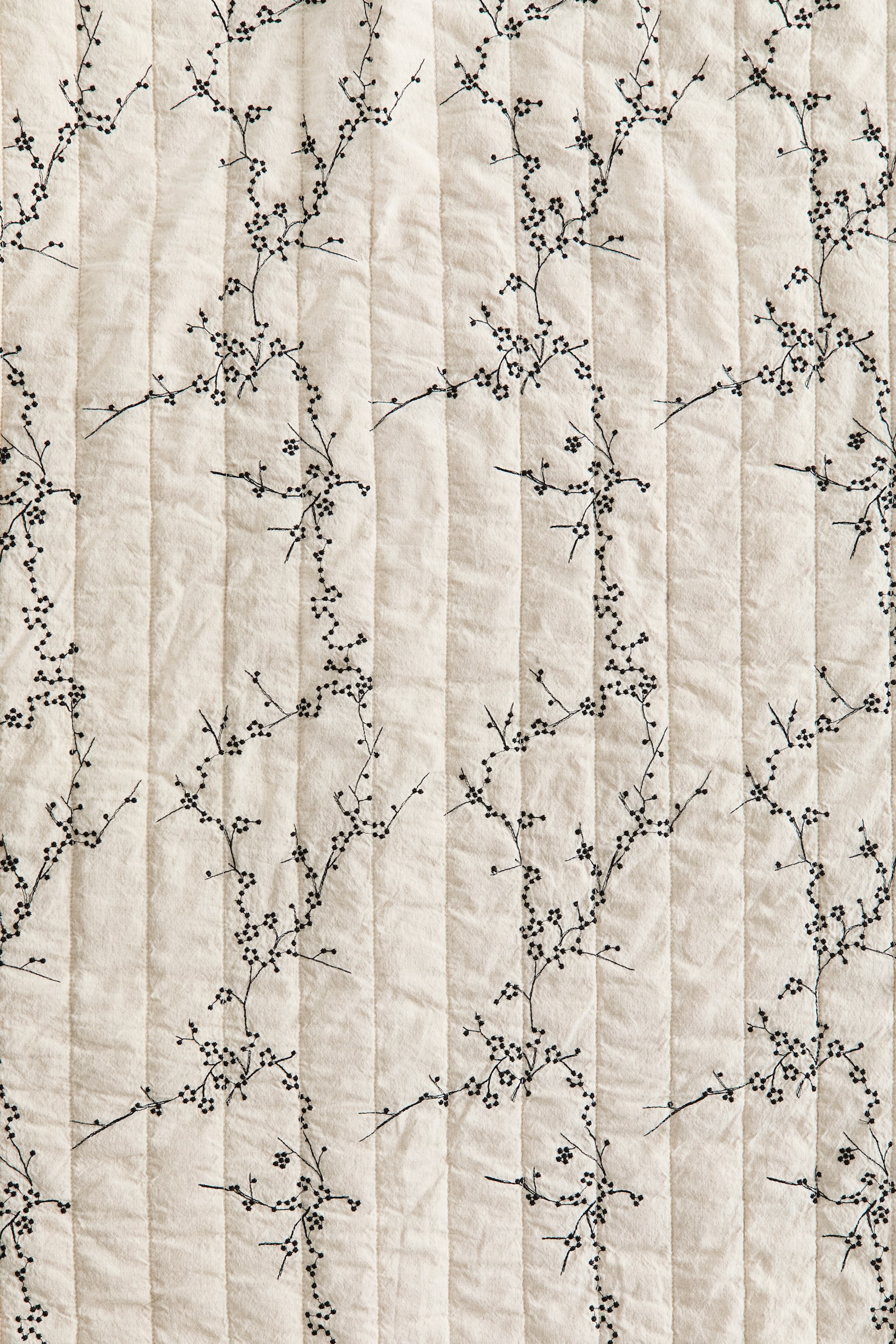Embroidery-detail linen-blend bed throw - Light beige/Floral - 3