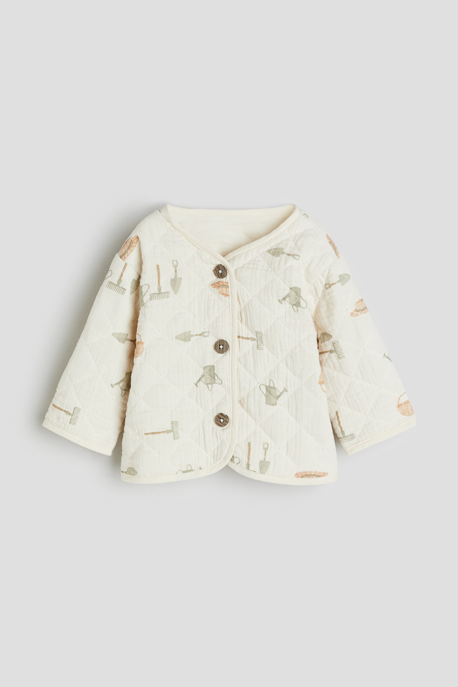 Quilted Jacket - Cream/Garden/Light blue/Stripe/Light beige/Floral - 1