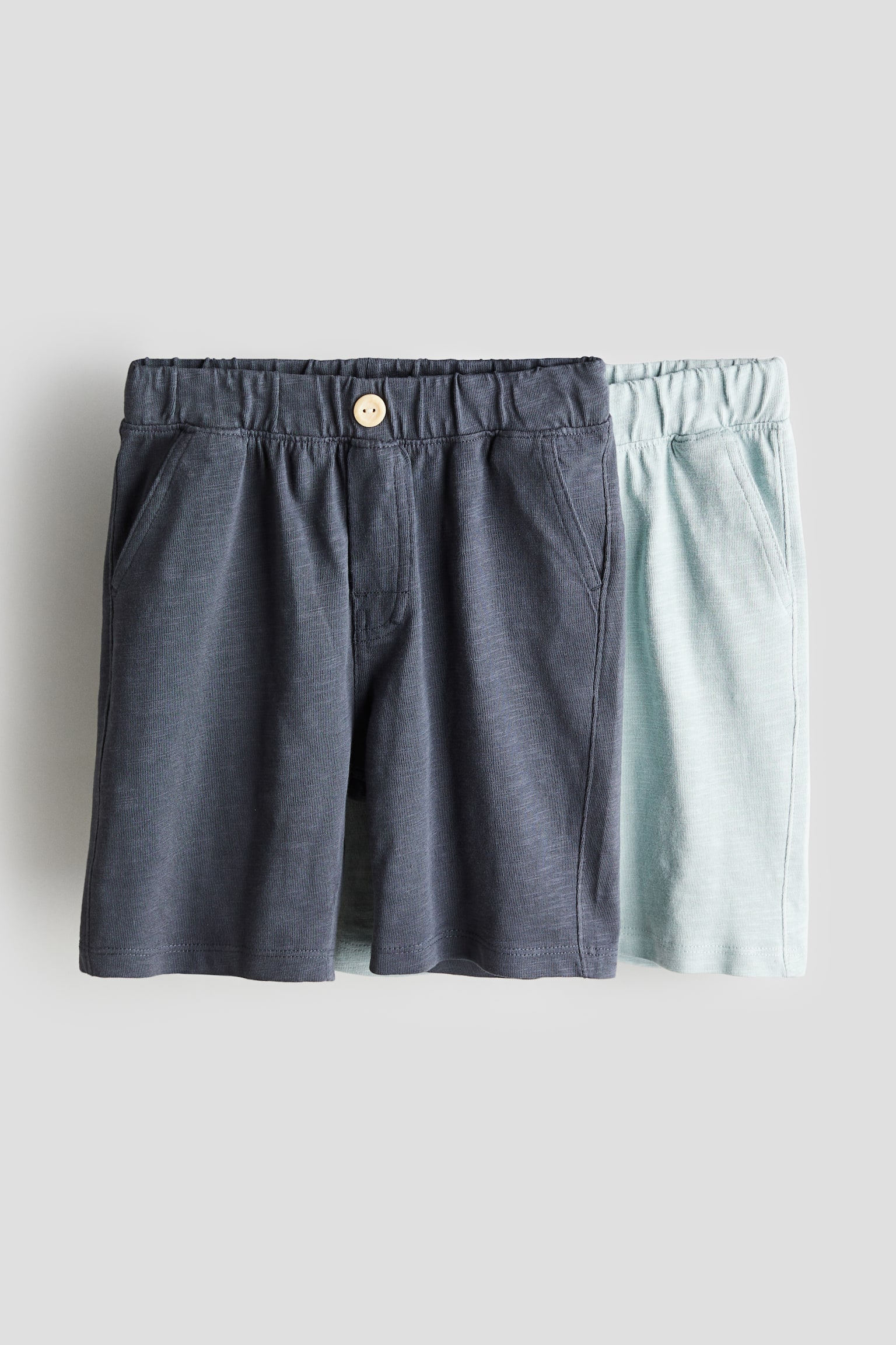 2-pack Cotton Jersey Shorts - Navy blue/Turquoise - 1