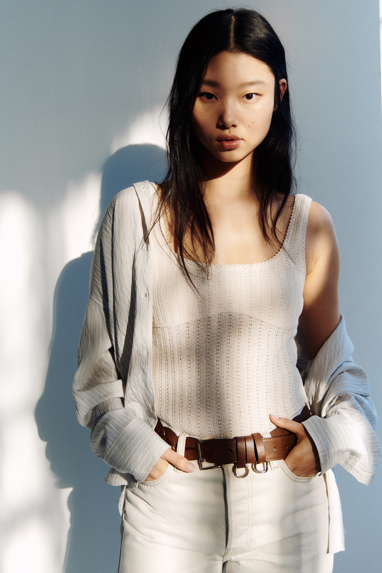 Haut en tricot pointelle - Crème - 3