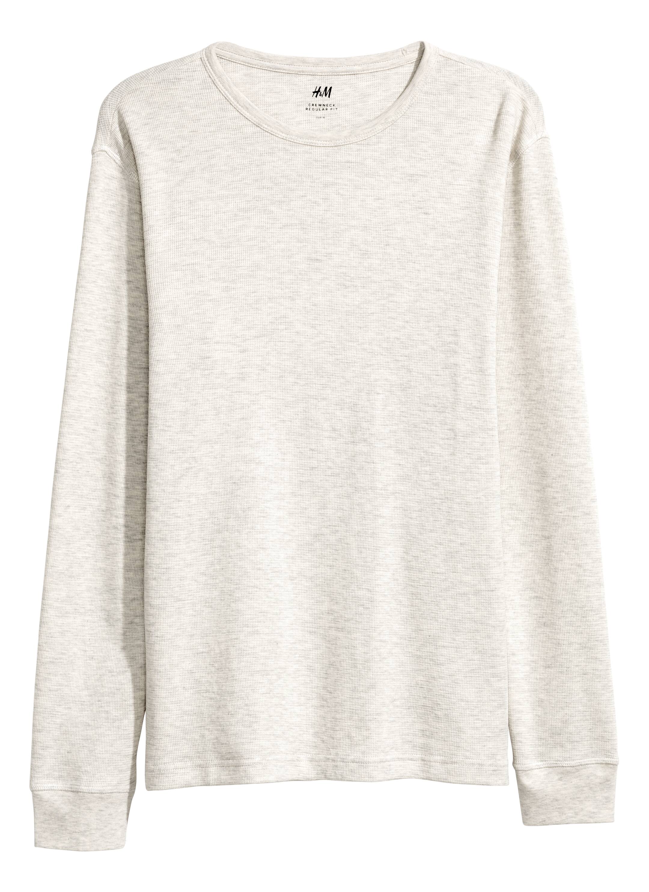 Shirt mit Waffelstruktur - Langarm - Hellgrau - Men | H&M DE