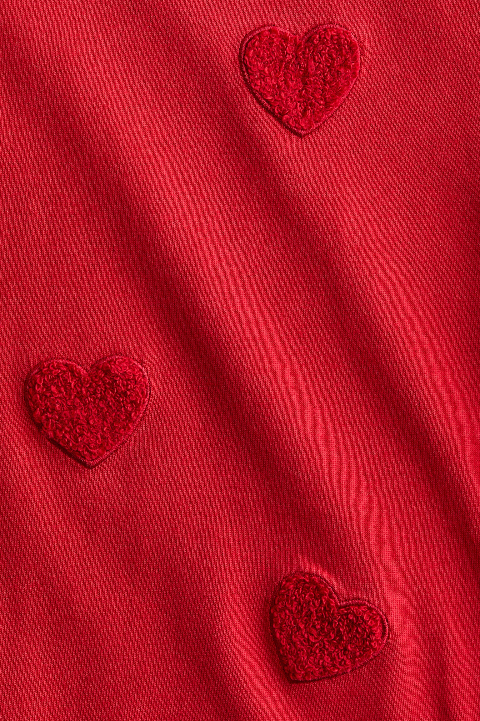 Appliquéd T-shirt - Red/Hearts/Light pink/Bow - 4