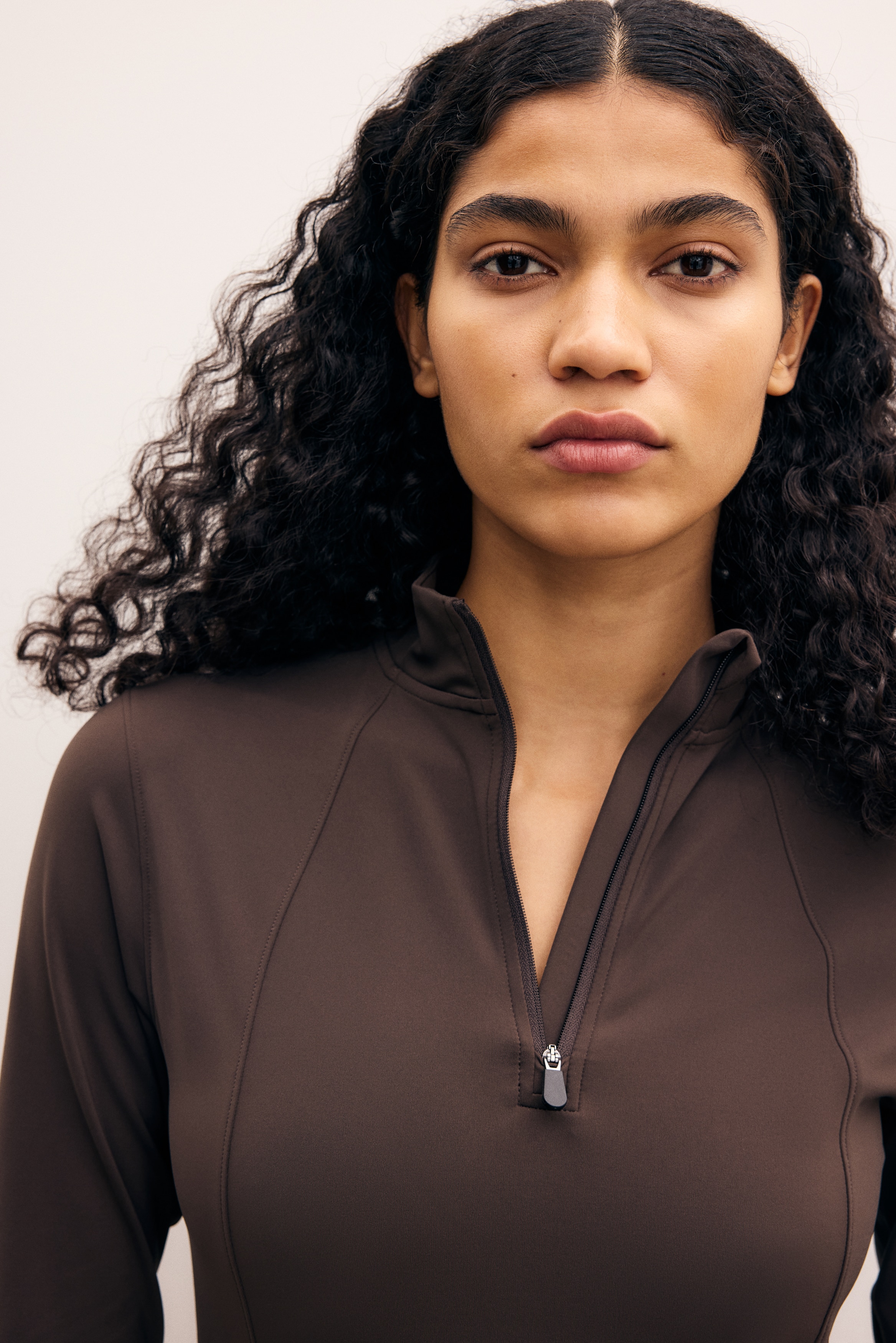 Damen - Sportshirt mit Zipper Kaffeebraun - Size: L  - H&M