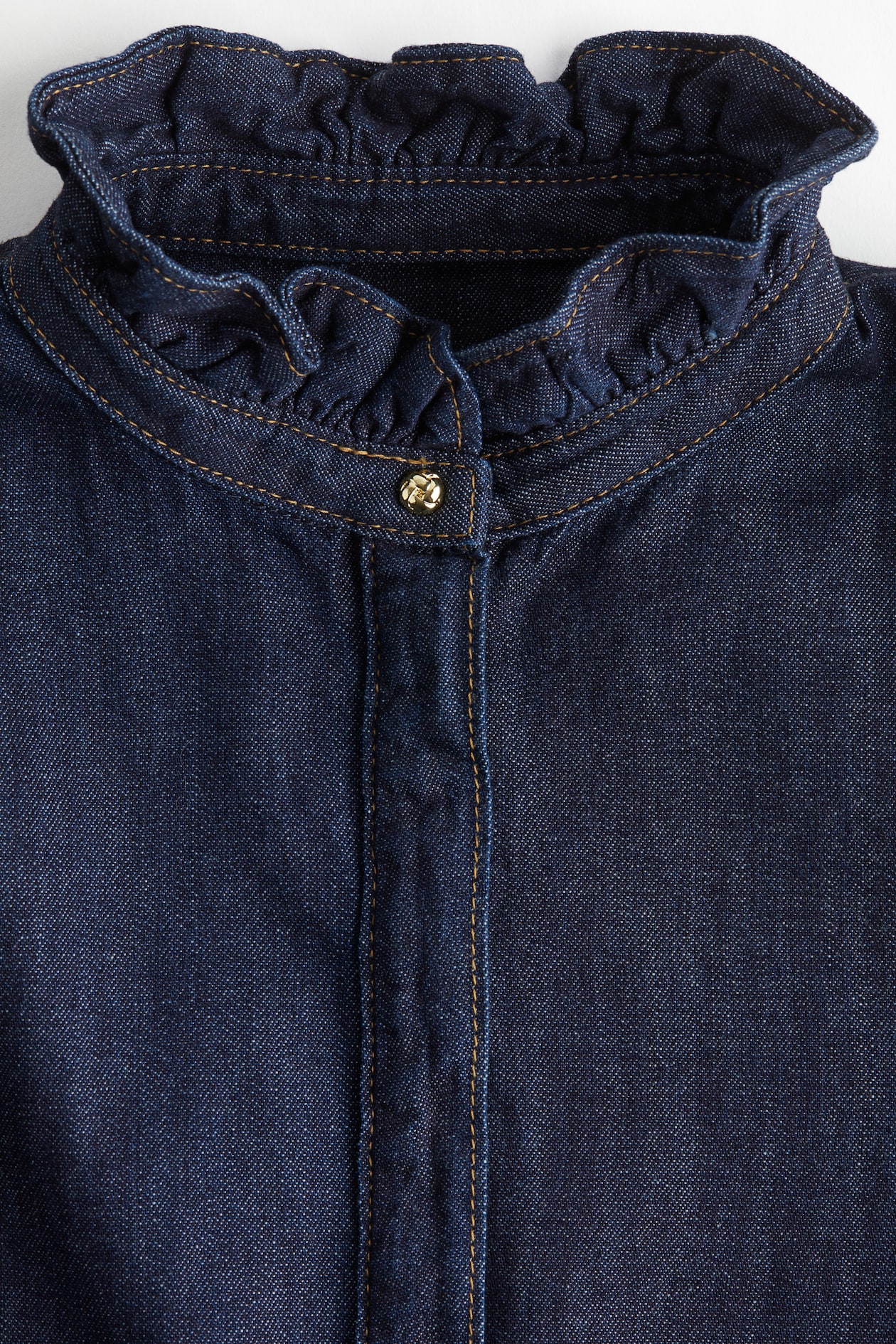 Ruffle-Trimmed Denim Blouse - image 5