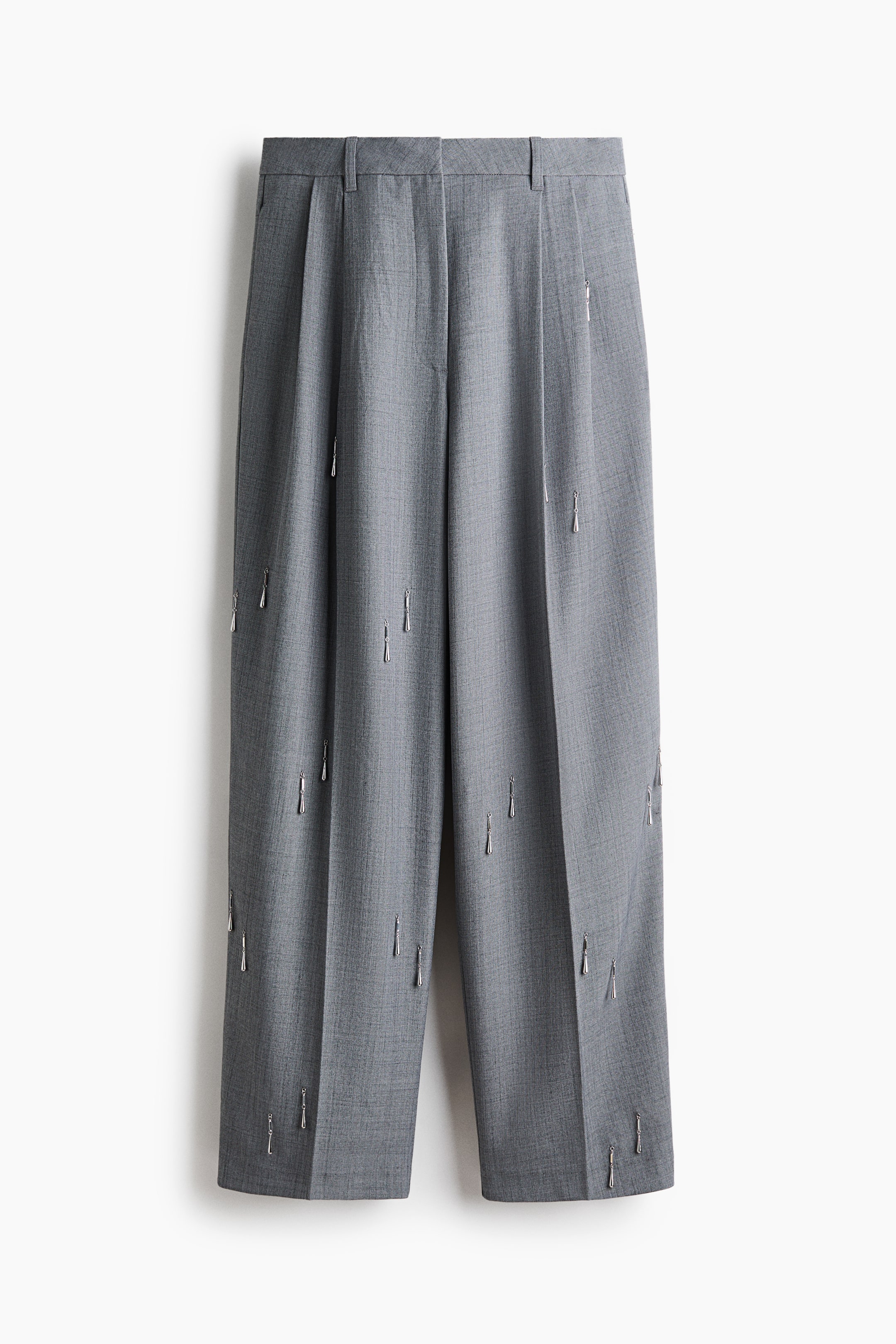 View larger image: Bead-embellished trousers - Grey - Ladies | H&M MY 7