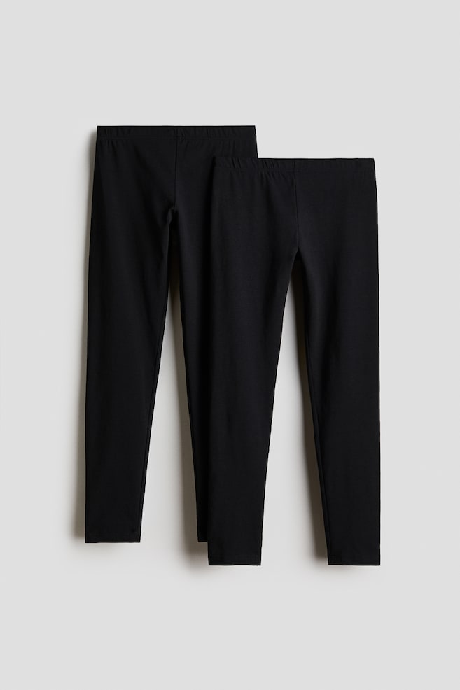 2-pack cotton leggings - Black/Black - 1