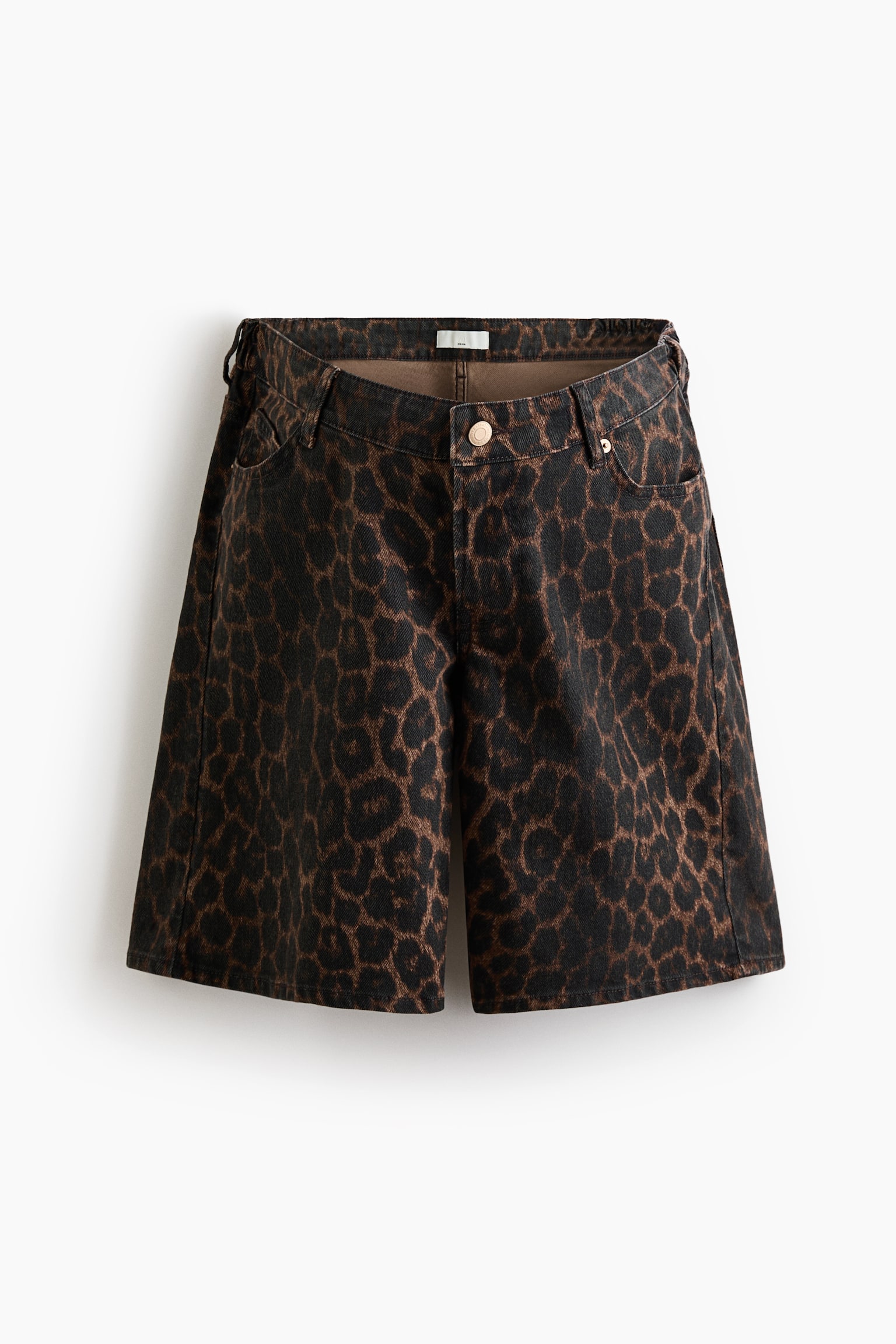 MAMA Denim Bermuda Shorts - Brown/Leopard print - 1
