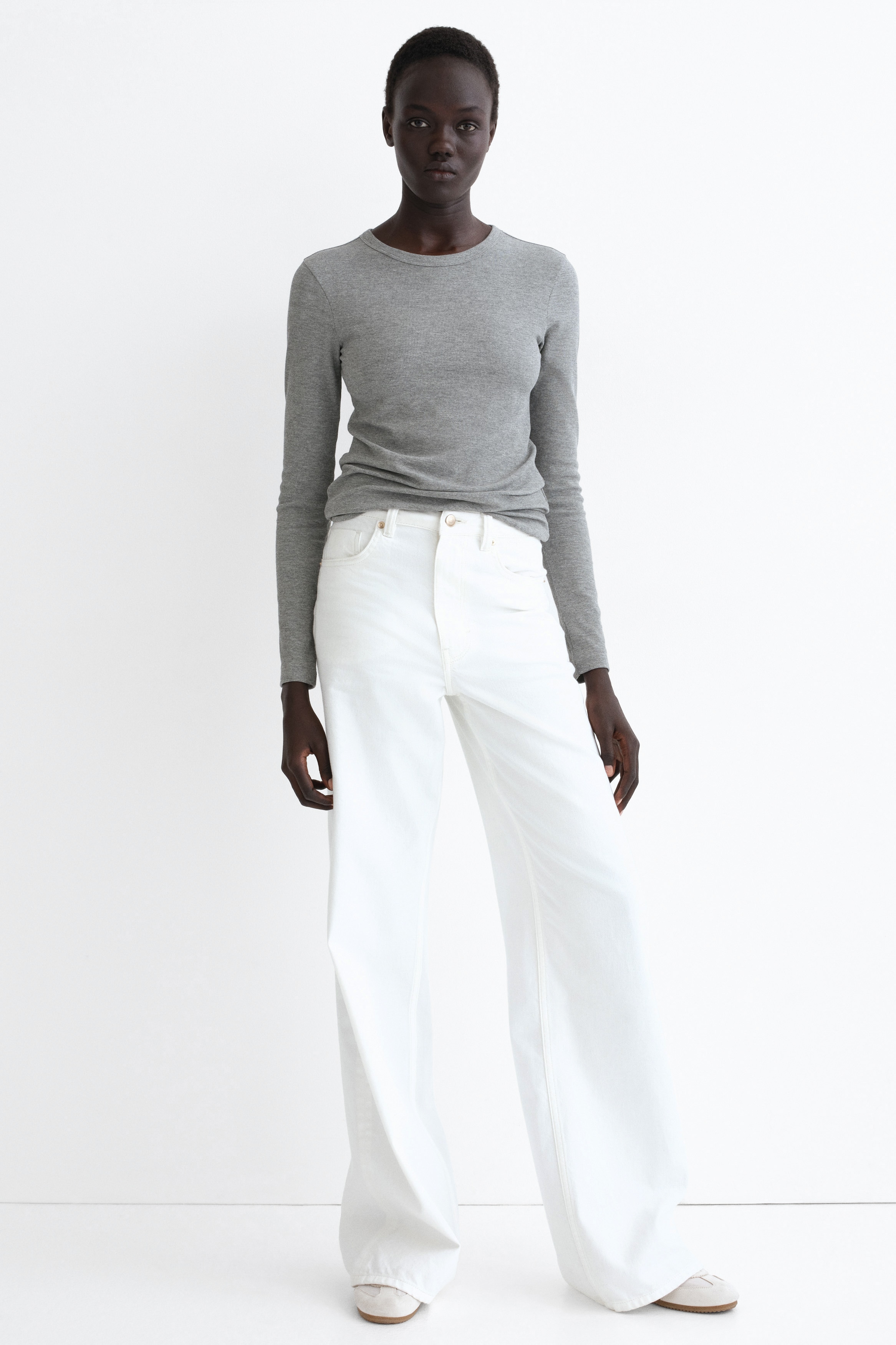 Ribbed cotton-blend top