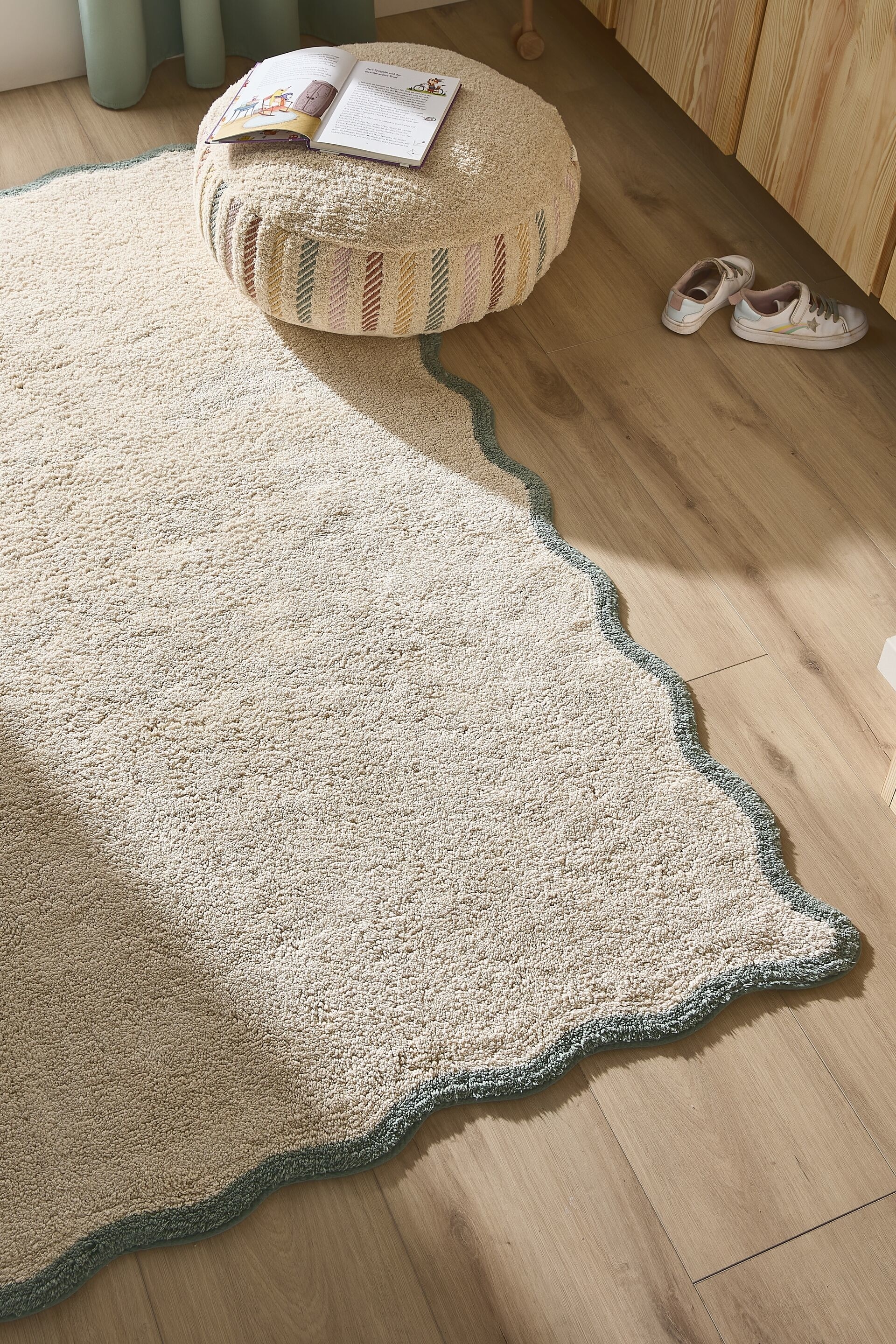 Highdi Tappeto Rotondo Beige In Poliestere, Pelo Corto, Moderno, Antiscivolo, Diametro 120 Cm, Per Soggiorno, Camera, Balcone E Cucina, Adatto A Bambini E Animali