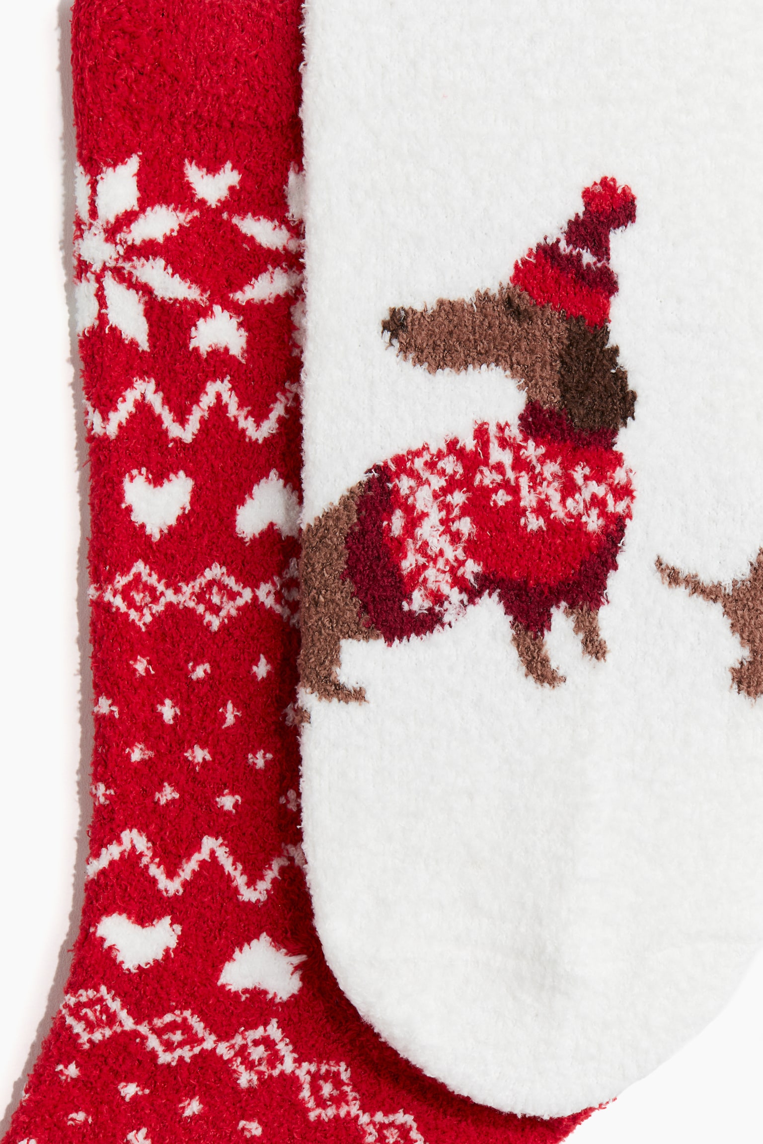 2-pack chenille socks - White/Dogs - 3