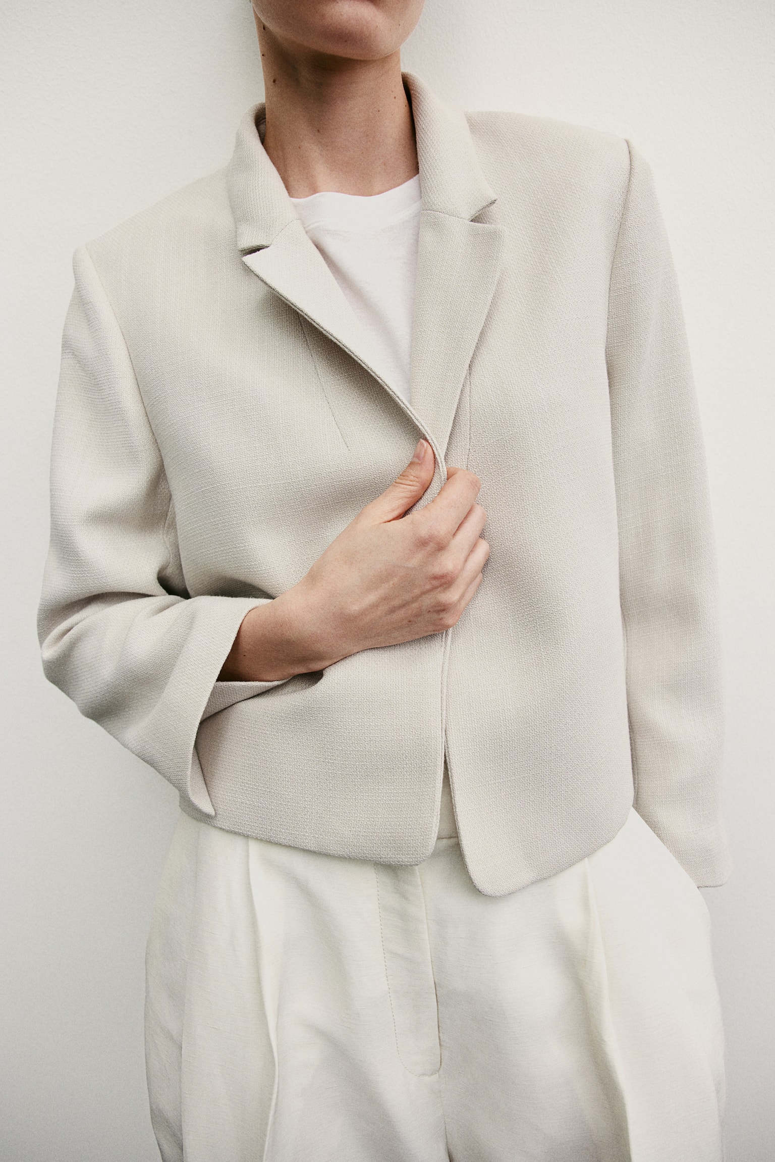 Slit Cuff Blazer - Light beige/White/Black - 5