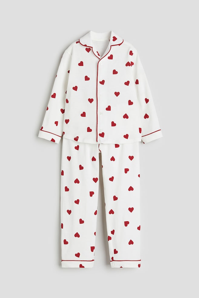 Pyjama en jersey à motif - Blanc/cœurs/Rose ancien/nuages - 2