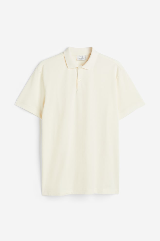 Regular Fit Piqué polo shirt - Cream/Black - 2