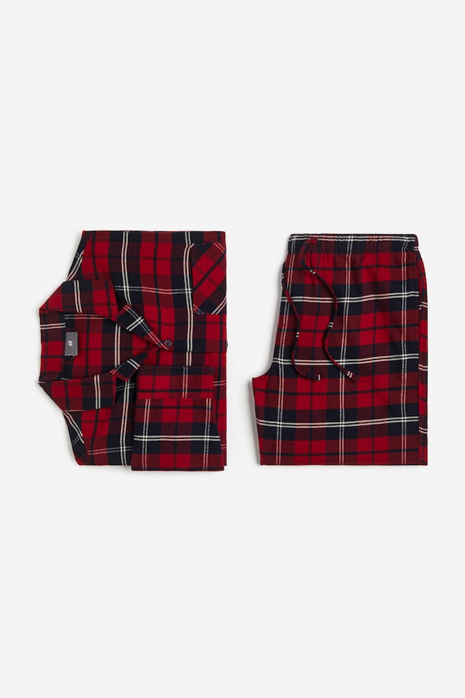 Pyjama en flanelle Regular Fit - Rouge/carreaux/Vert foncé/carreaux/Bleu foncé/carreaux - 2