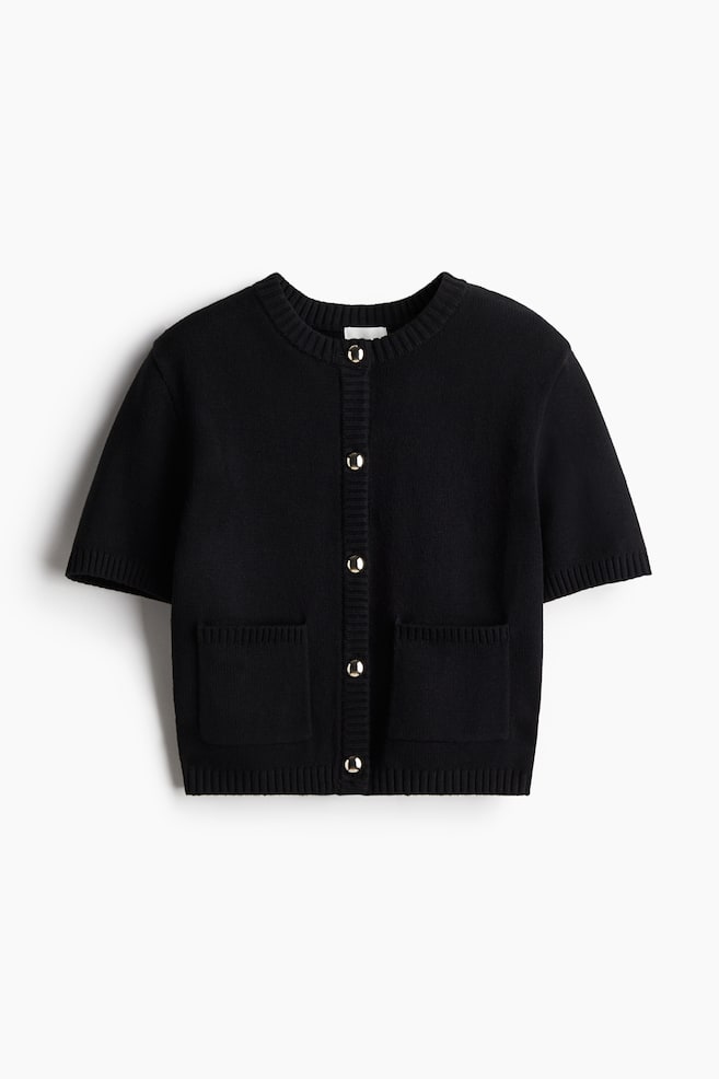 Short-Sleeved Cardigan - Black/Red - 1