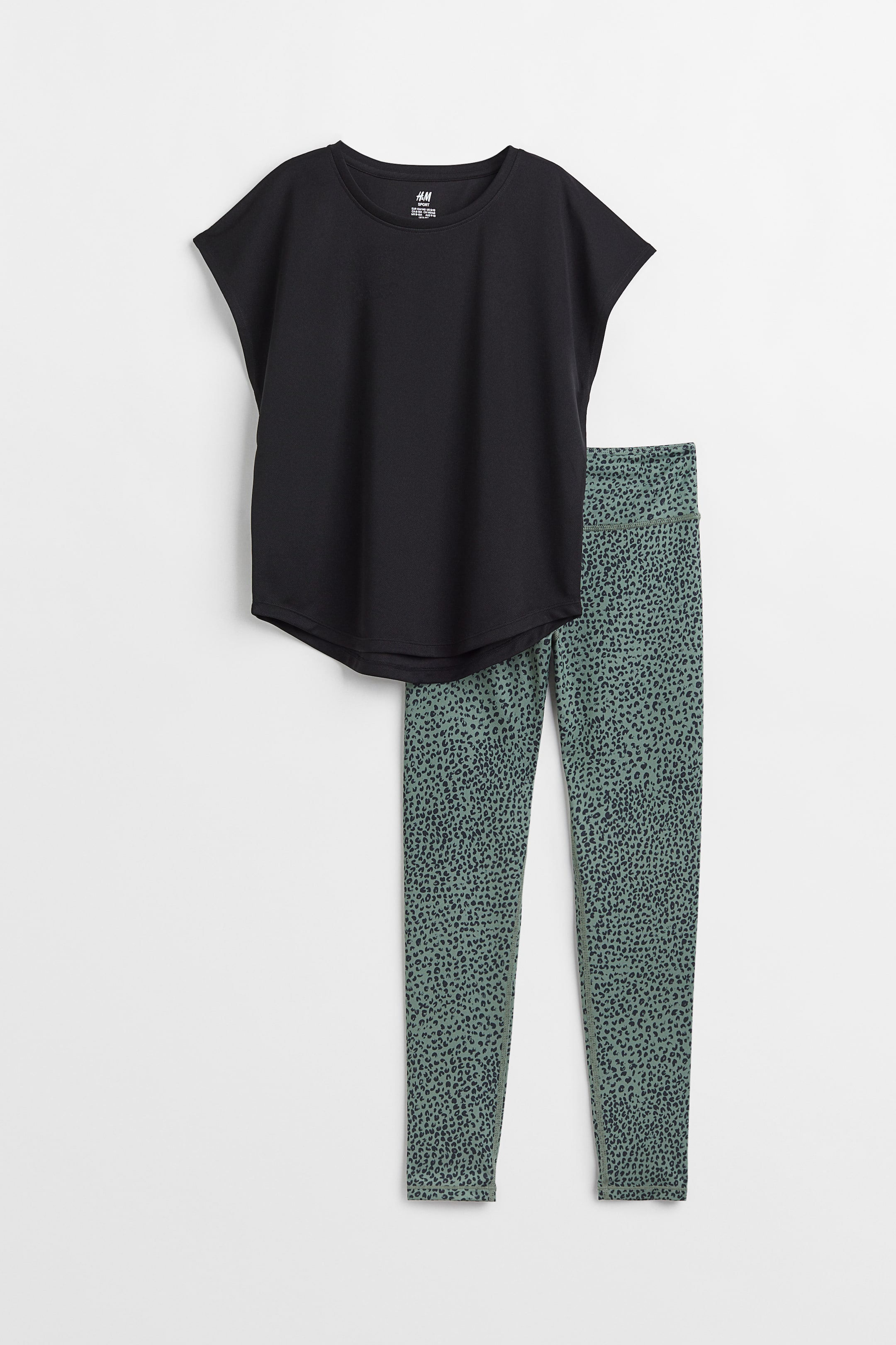 查看大圖: DryMove™ 2件組運動套裝 - 黑色/豹紋 - Kids | H&M 1