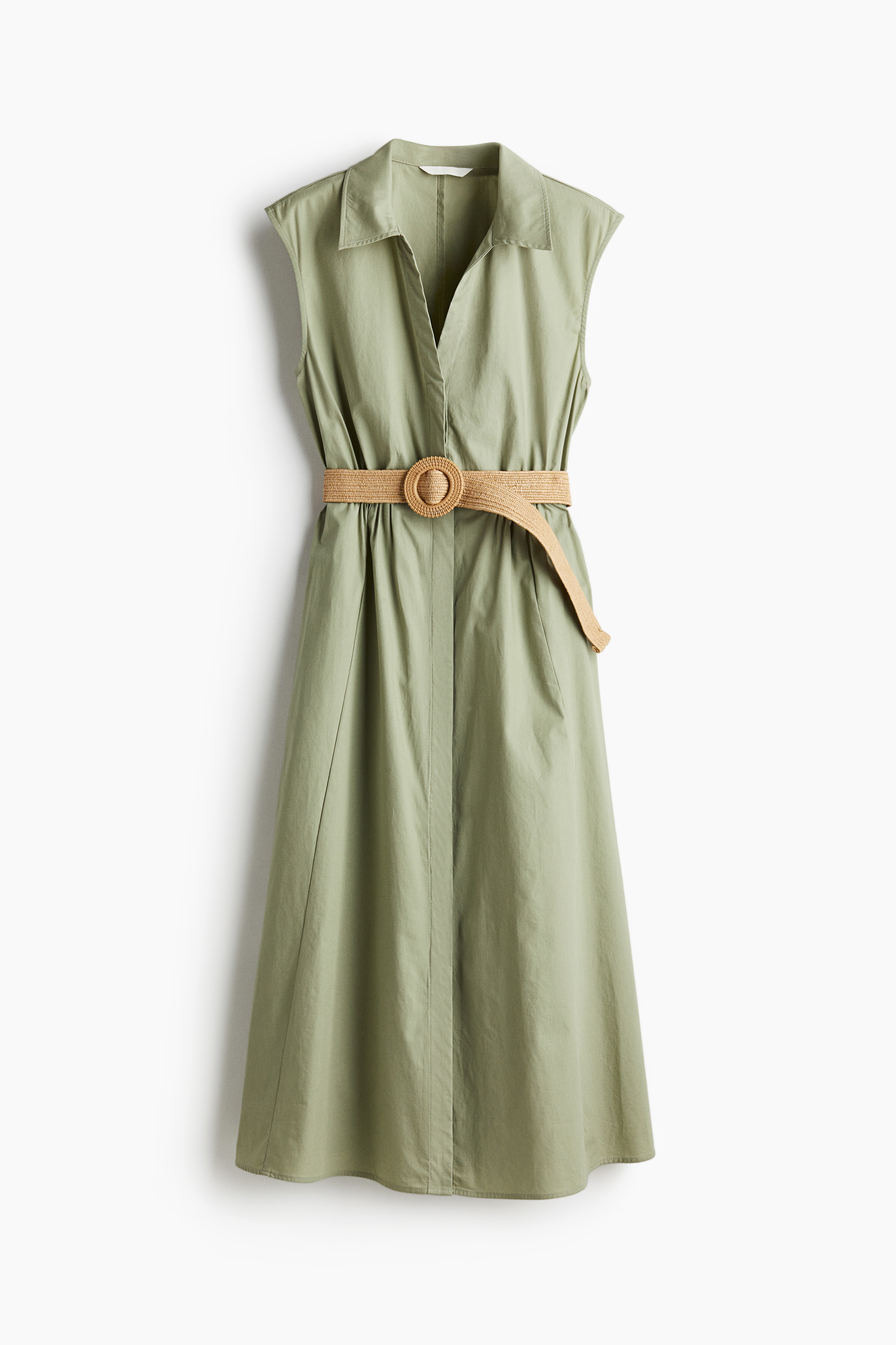 Women's Black Cotton Shirt Dress with Belt | H&M US