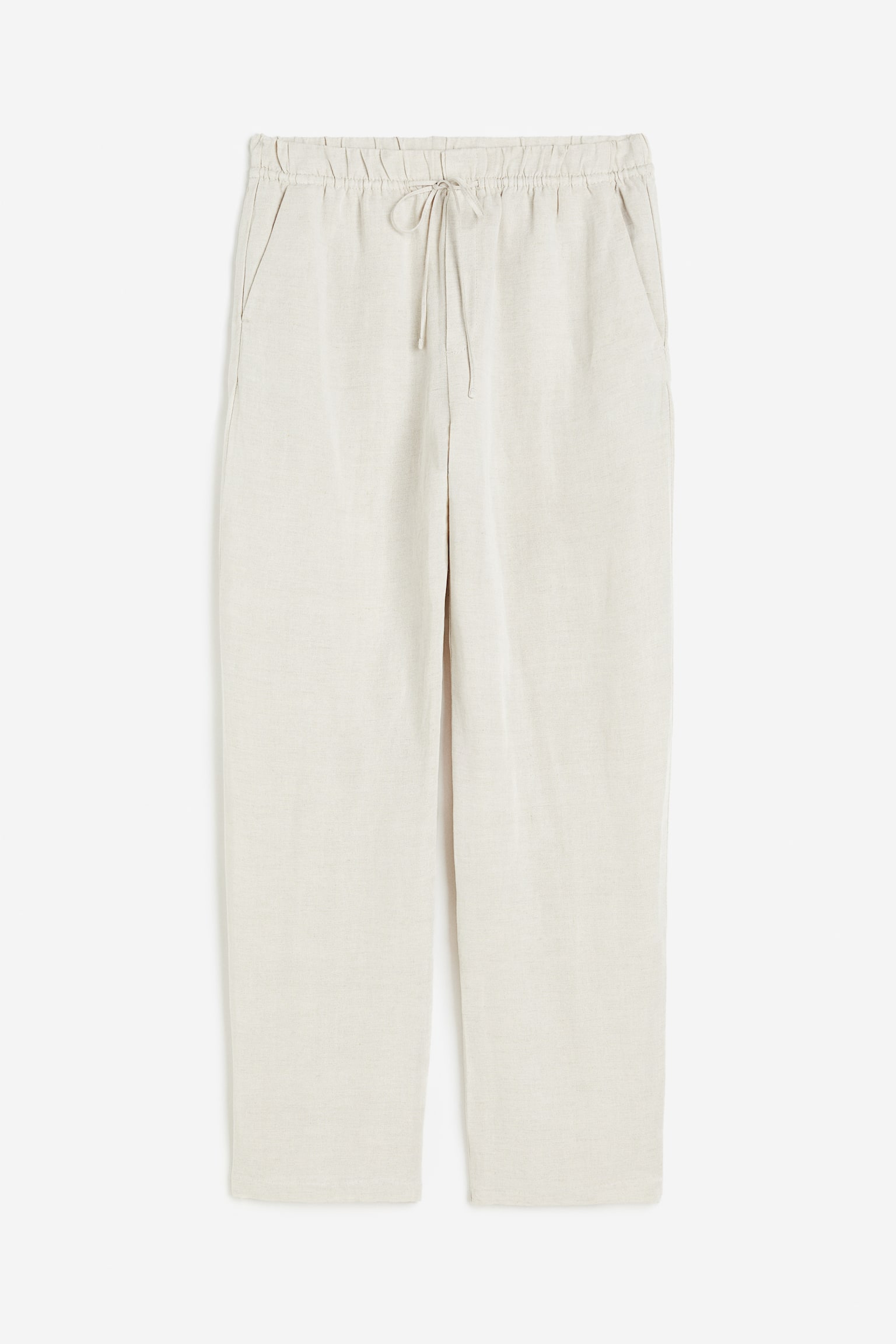 Linen-blend tapered trousers - Light beige/White/Black - 2