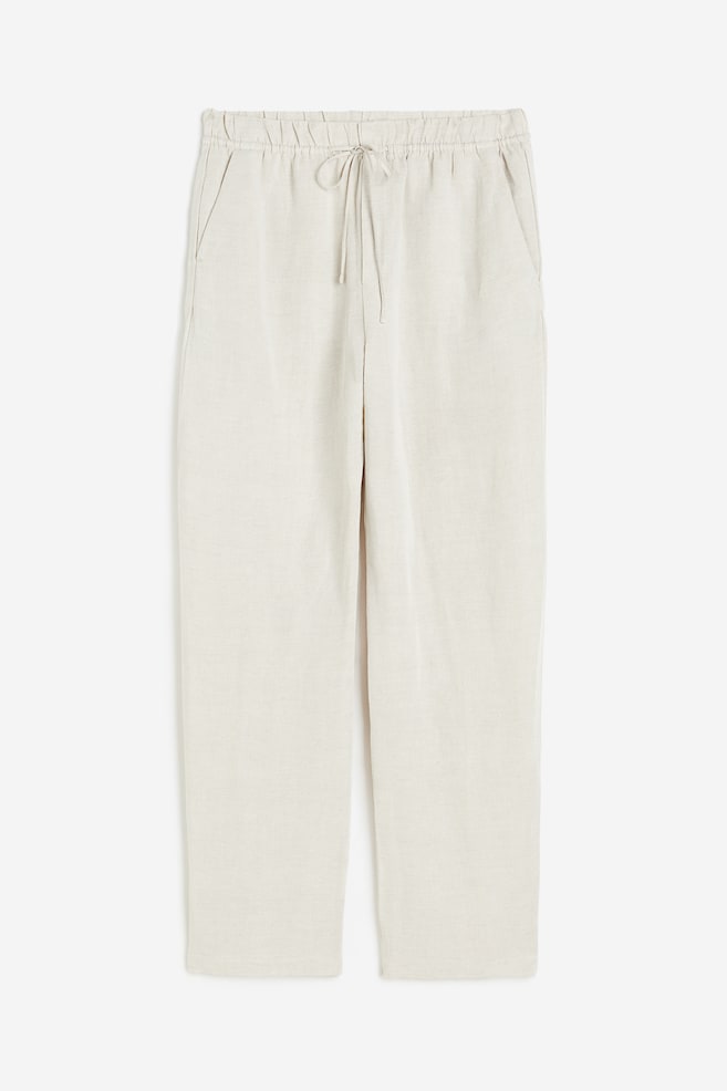 Linen-blend tapered trousers - Light beige/Black/White/Beige - 2