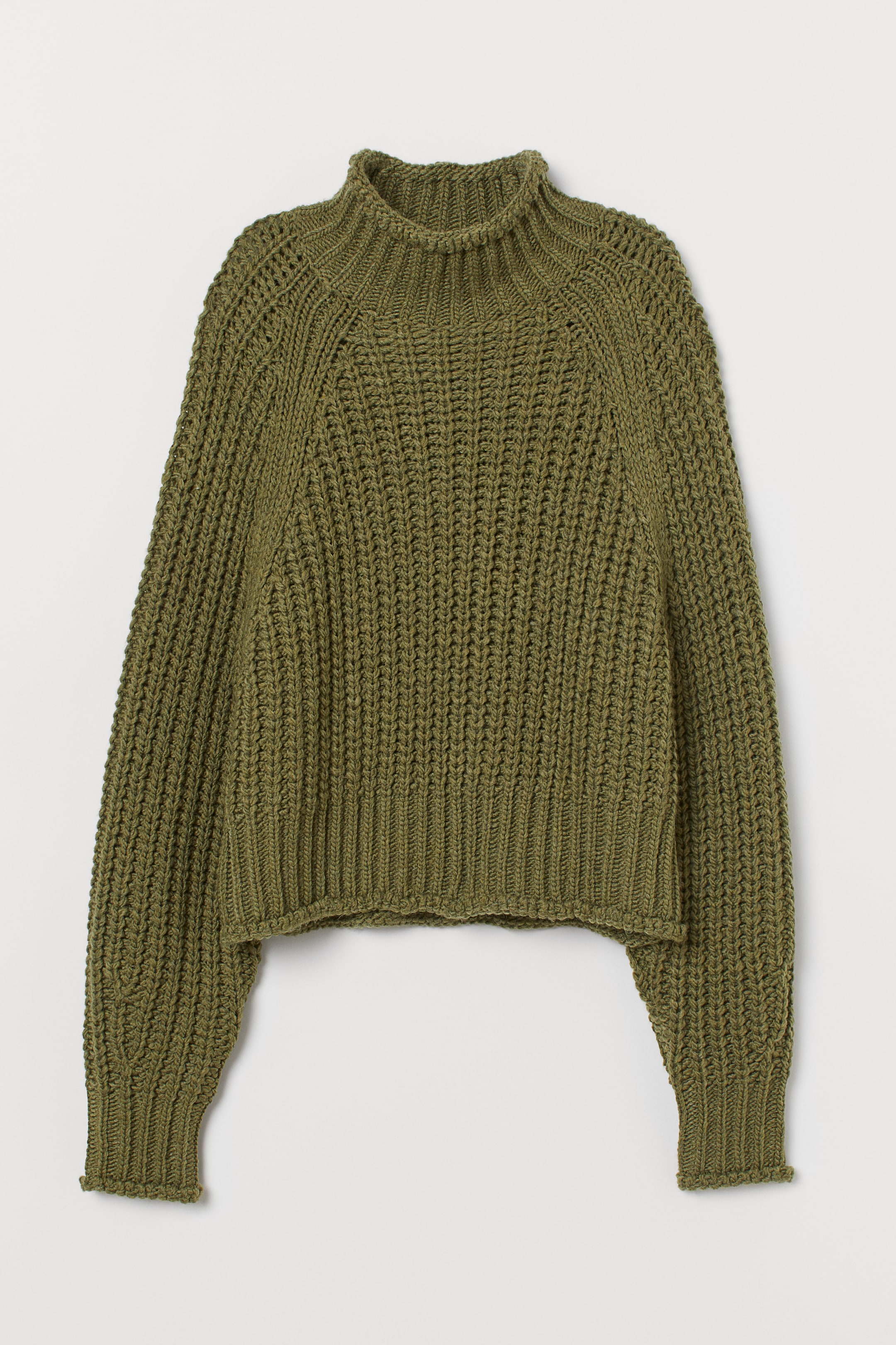 Zobrazit větší obrázek: Žebrovaný svetr s rolákem - Khaki zelená - ŽENY | H&M CZ 1