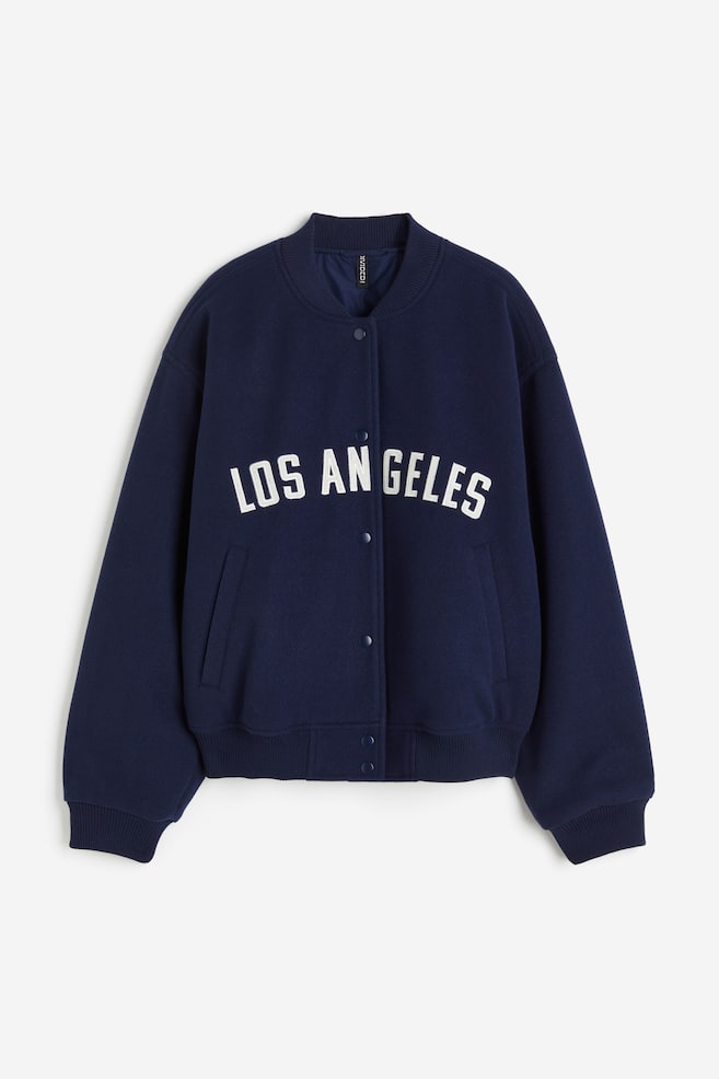 Motif-detail bomber jacket - Dark blue/Los Angeles/Light beige/S - 2