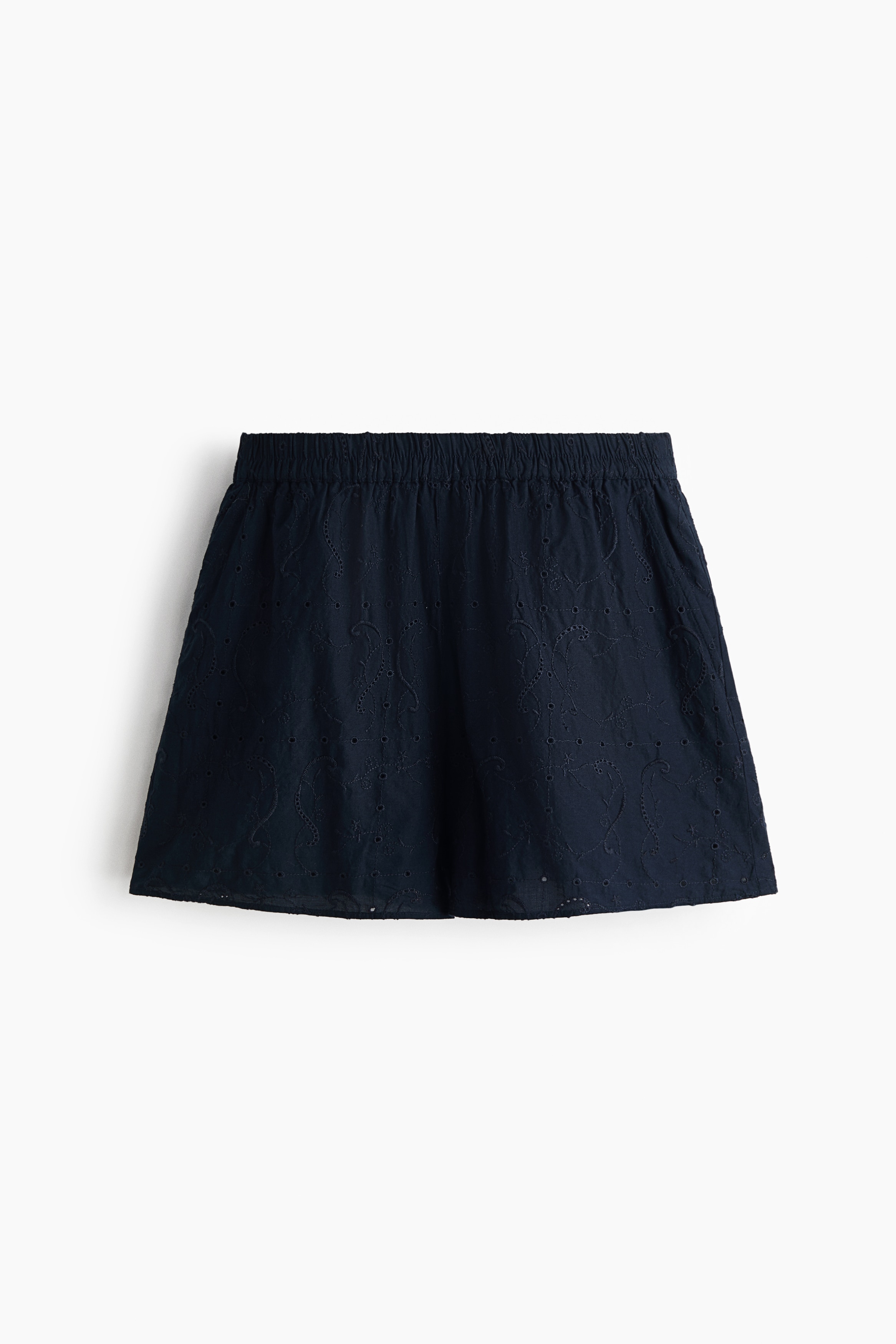 Broderie anglaise cotton shorts - Dark blue