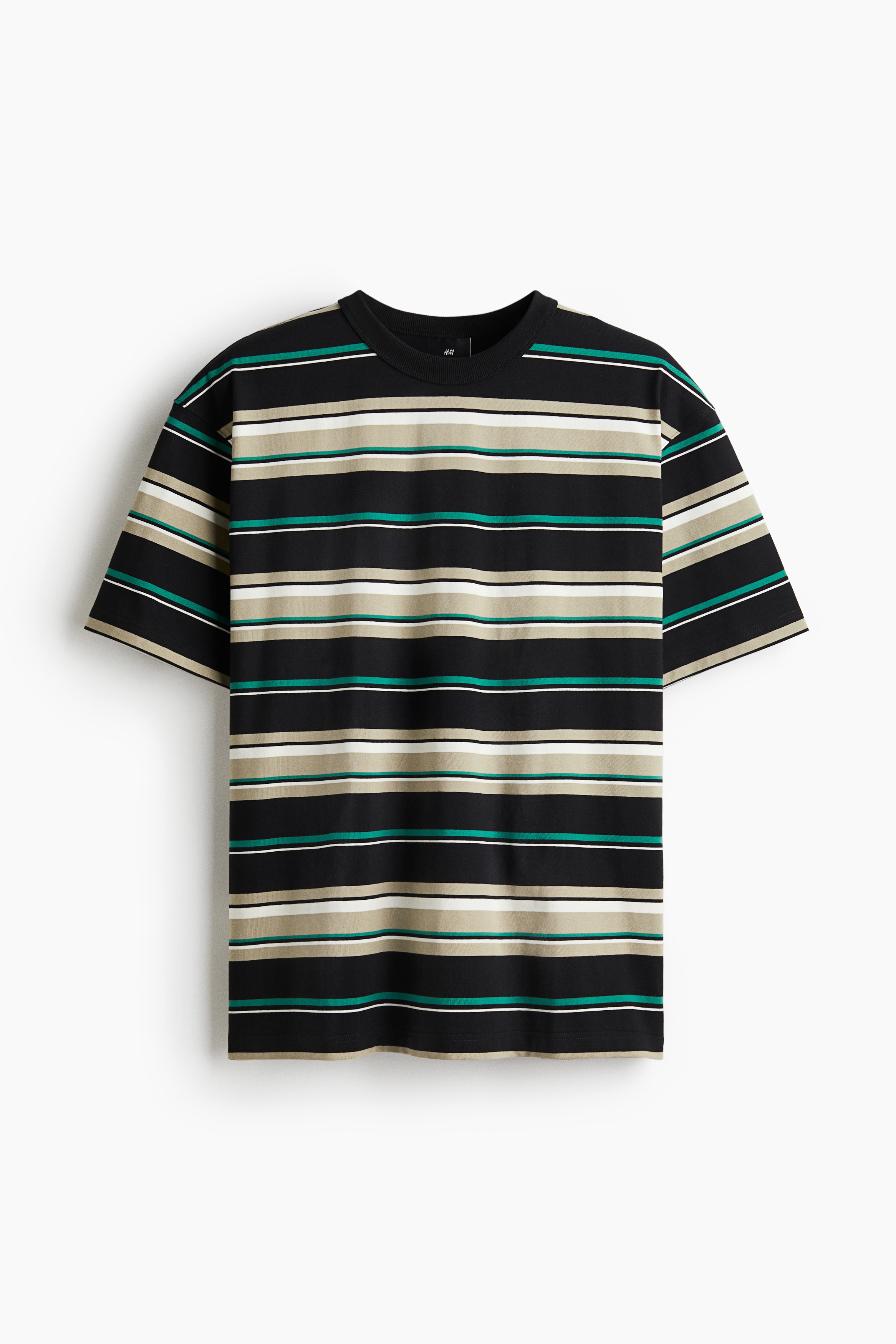 Loose Fit T-shirt - Black/Striped/Beige/Striped/Dark grey/Striped
