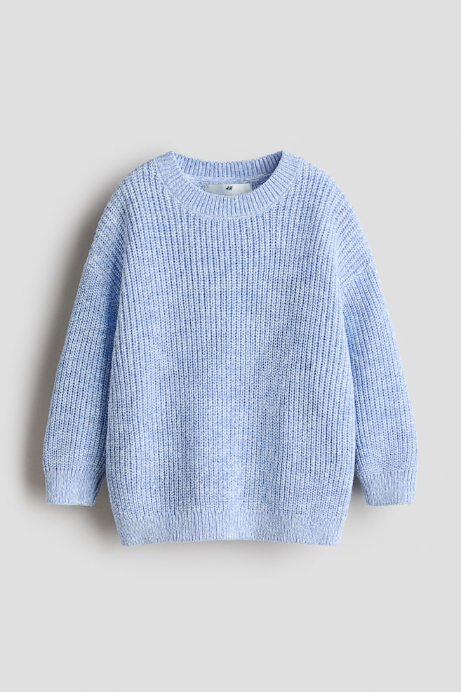 Maglia a coste inglese - Azzurro mélange - 1