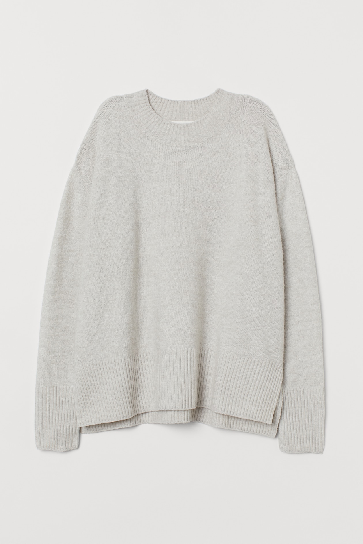 Knit Sweater - Round Neck - Long sleeve - Ice gray - Ladies | H&M US