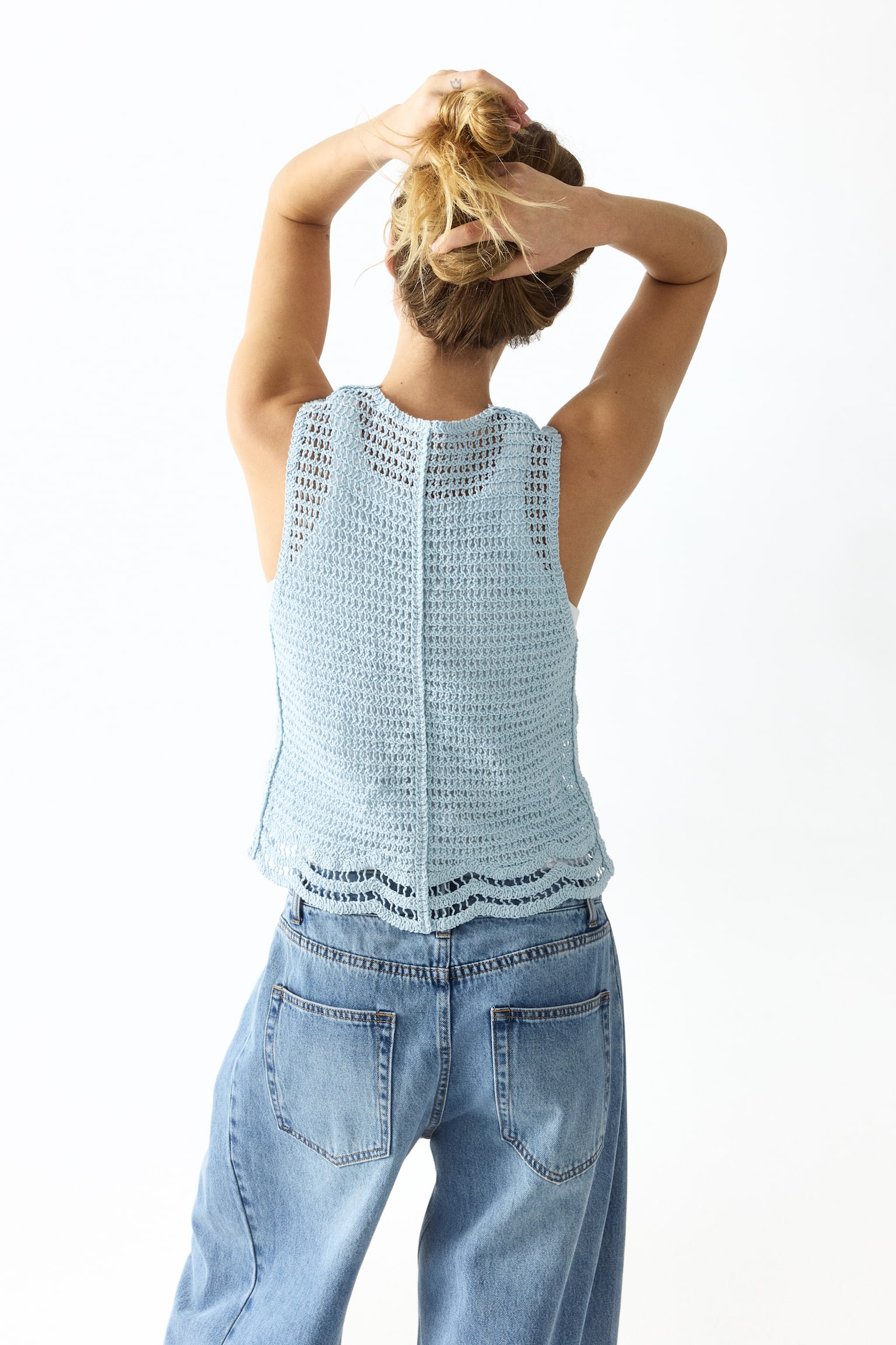 Crochet-Look Button-Front Top - 4