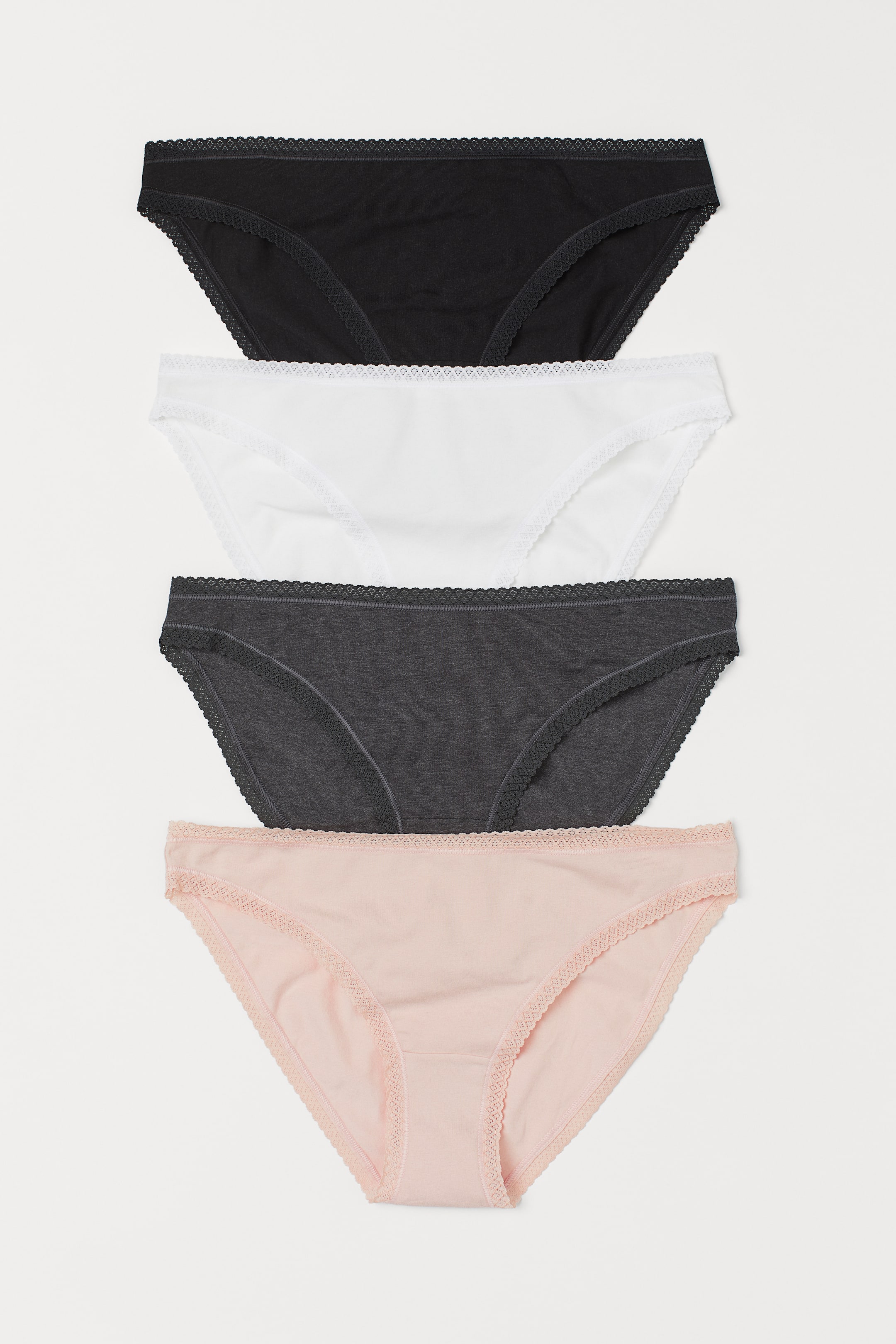Grösseres Bild ansehen: 4er-Pack Baumwollslips Bikini - Hellrosa/Dunkelgraumeliert - DAMEN | H&M CH 1